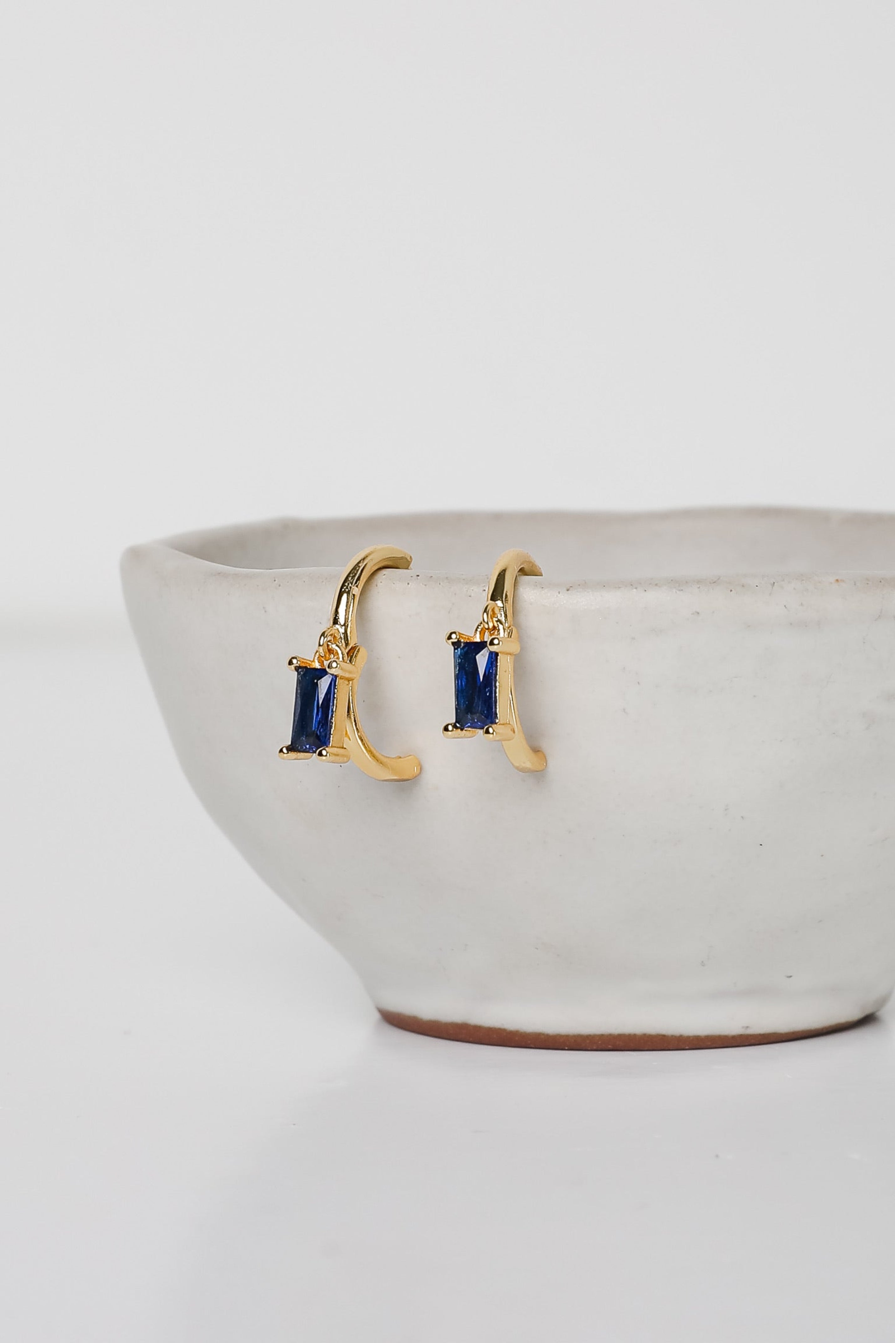 Stella Blue Gemstone Charm Mini Hoop Earrings