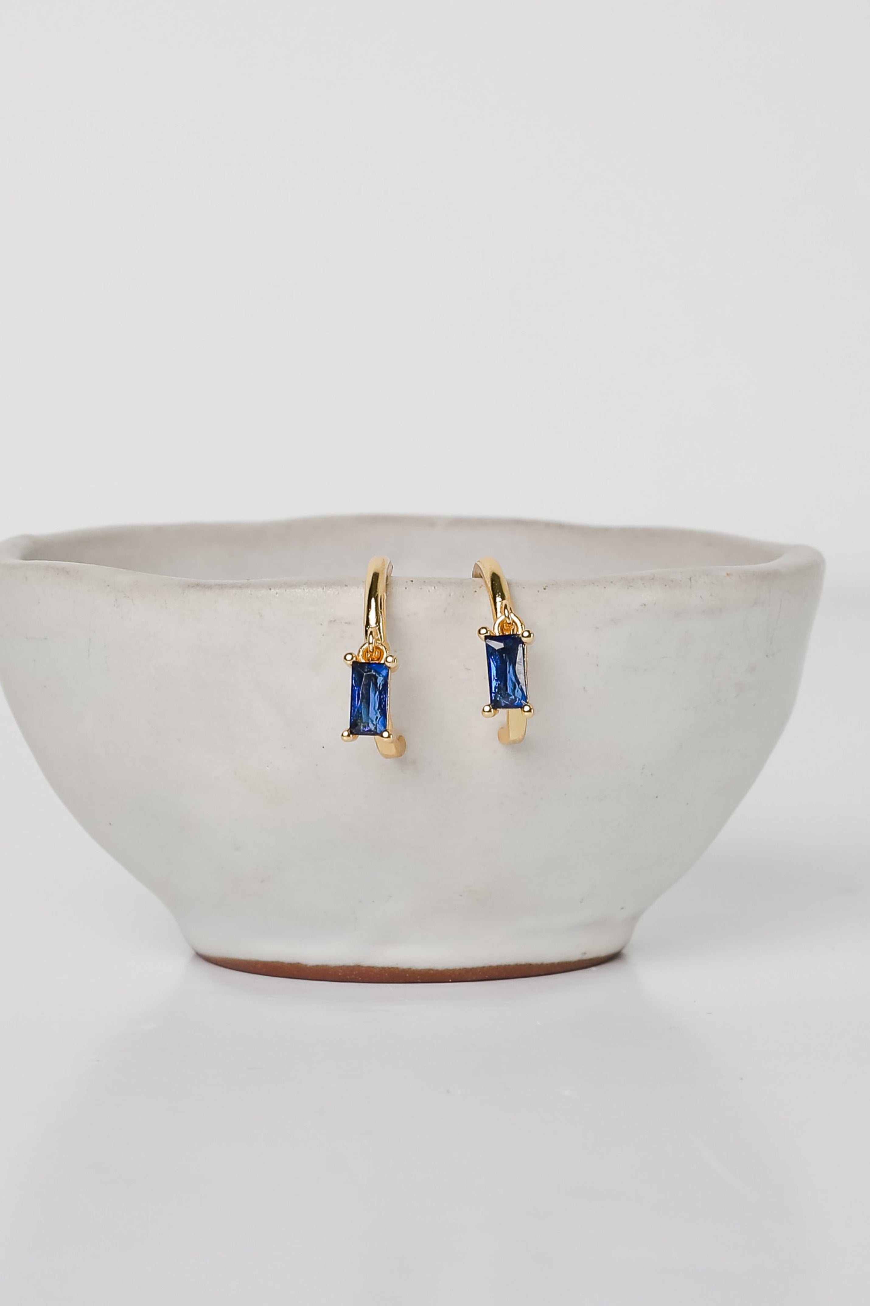 Stella Blue Gemstone Charm Mini Hoop Earrings