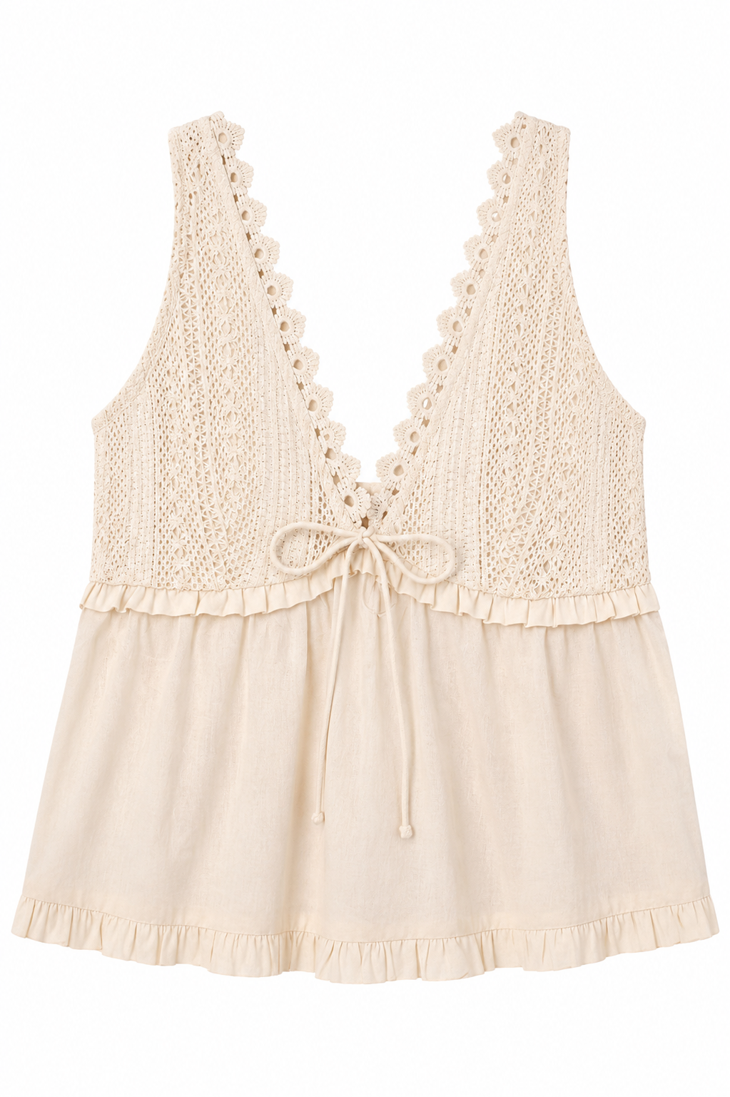 FINAL SALE - Detailed Impression Cream Babydoll Tank