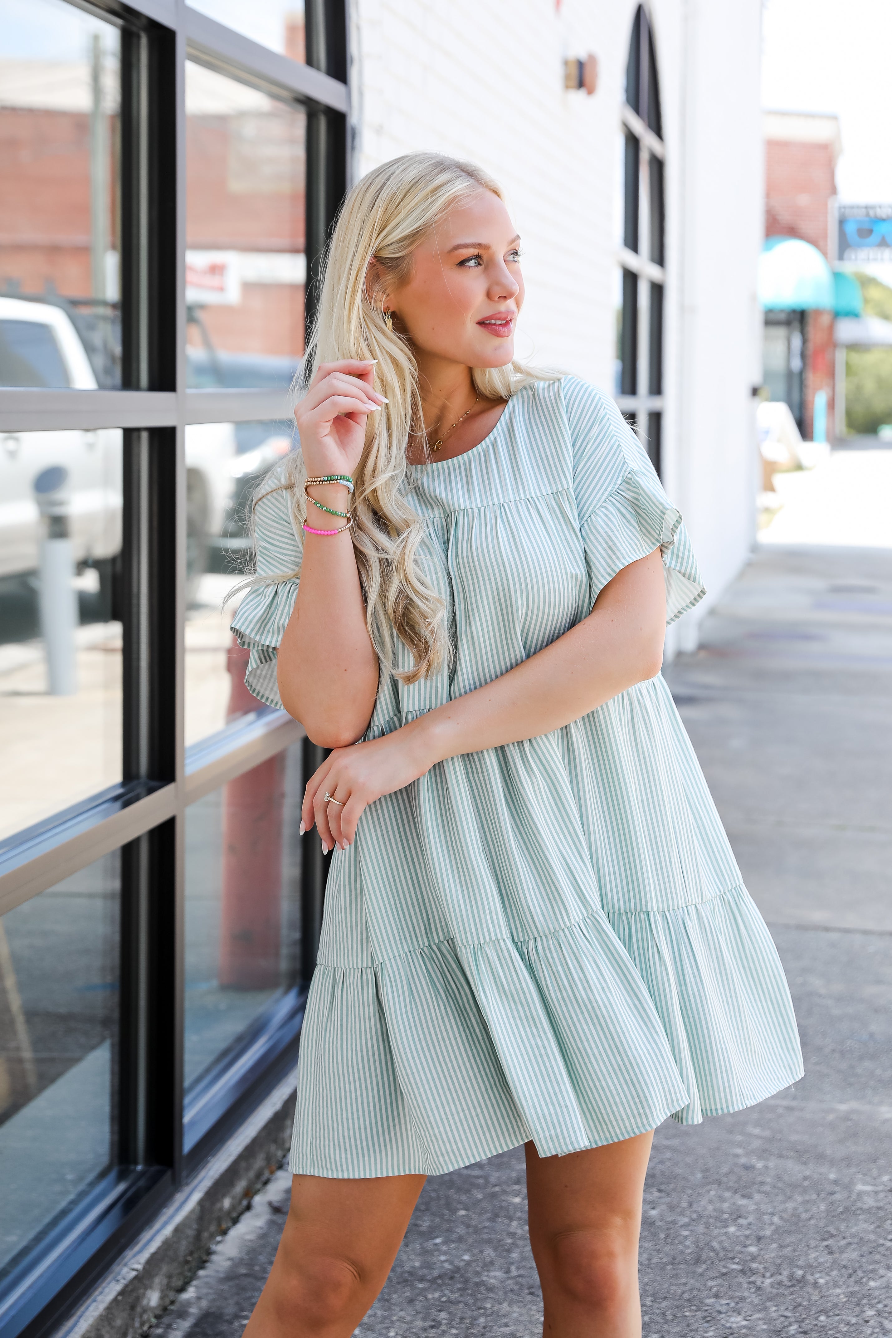 Perfect Pace Striped Tiered Mini Dress