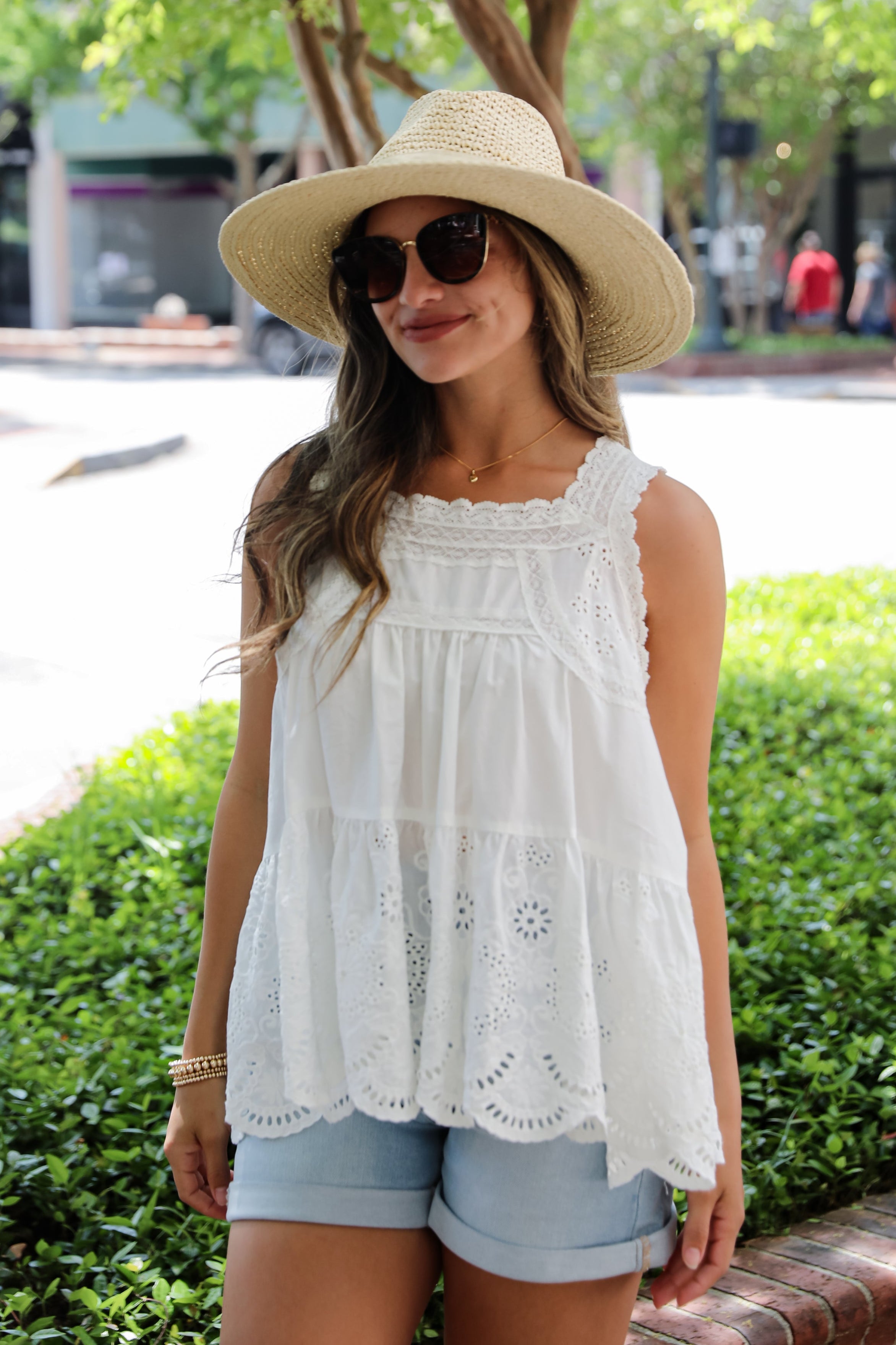 On Your Heart Off White Eyelet Lace Tank