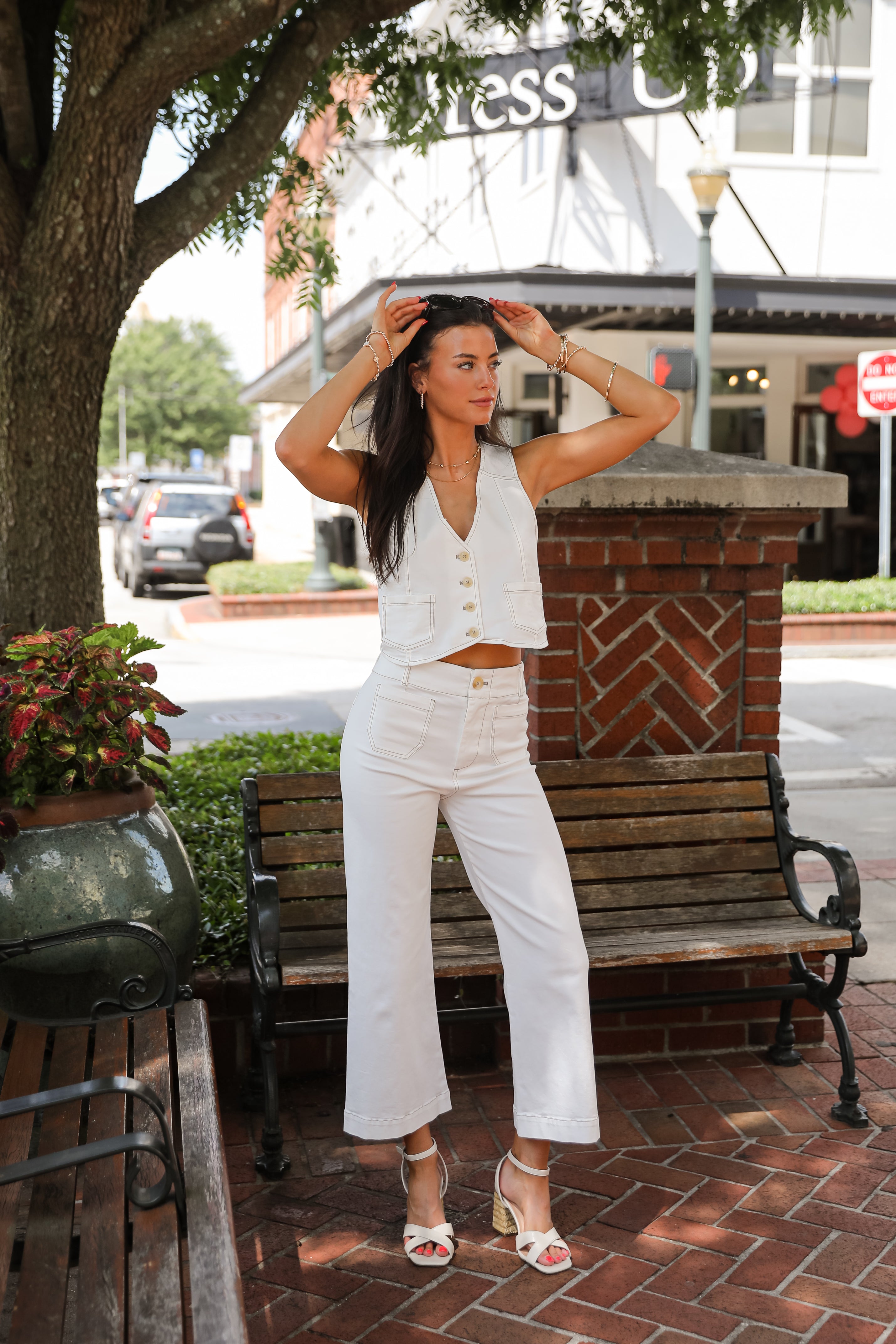 Poised Performance White Pants