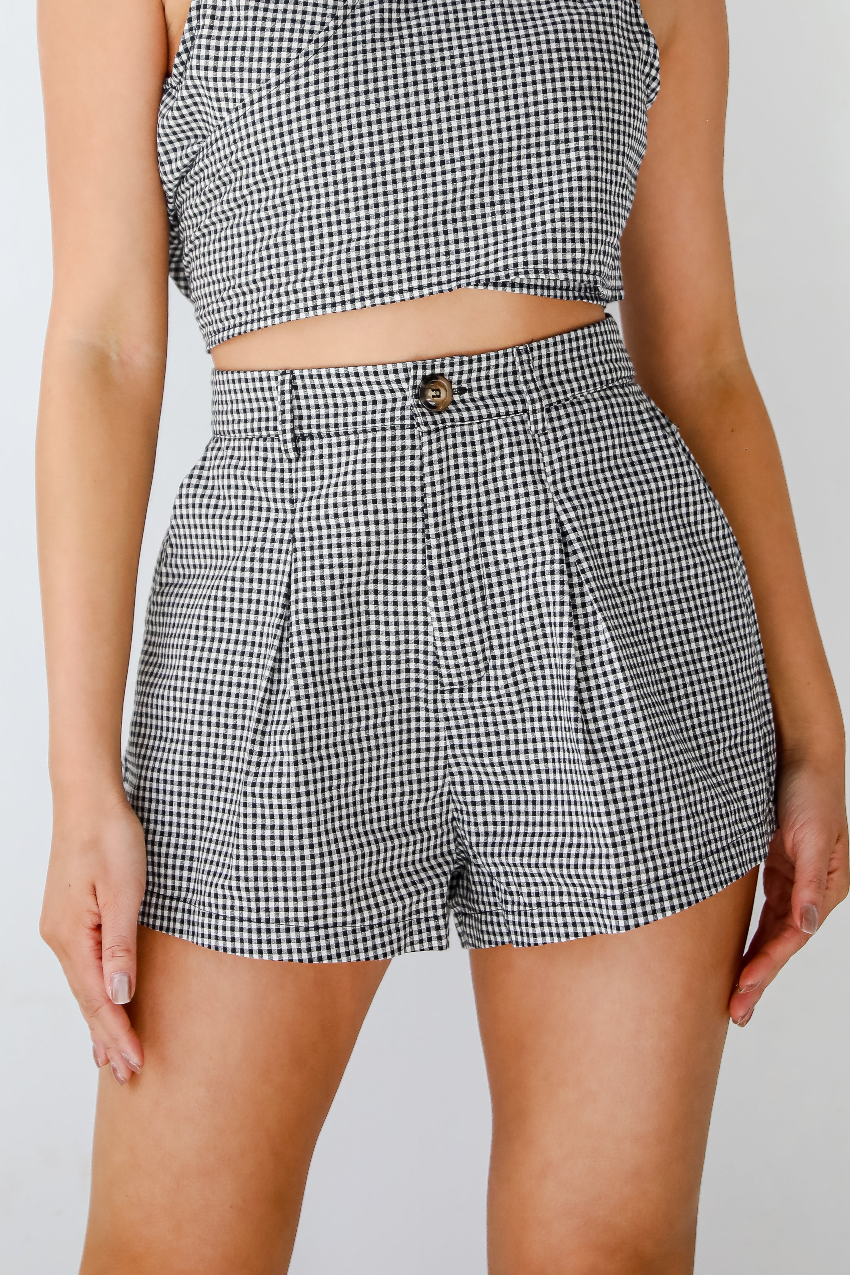 Irresistibly Darling Black Gingham Shorts