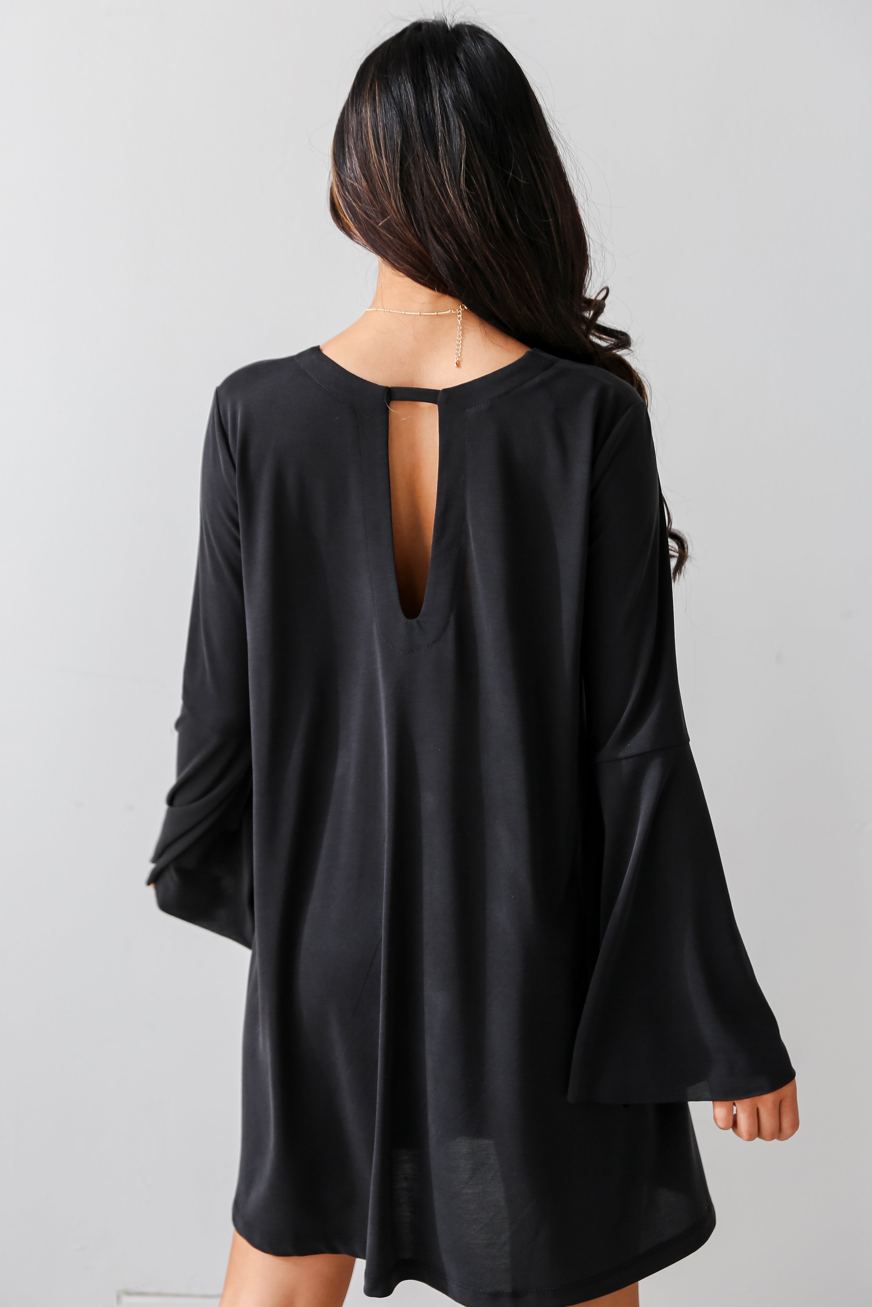 womens Black Bell Sleeve Mini Dress. Cheap Dresses. Online cheap dresses