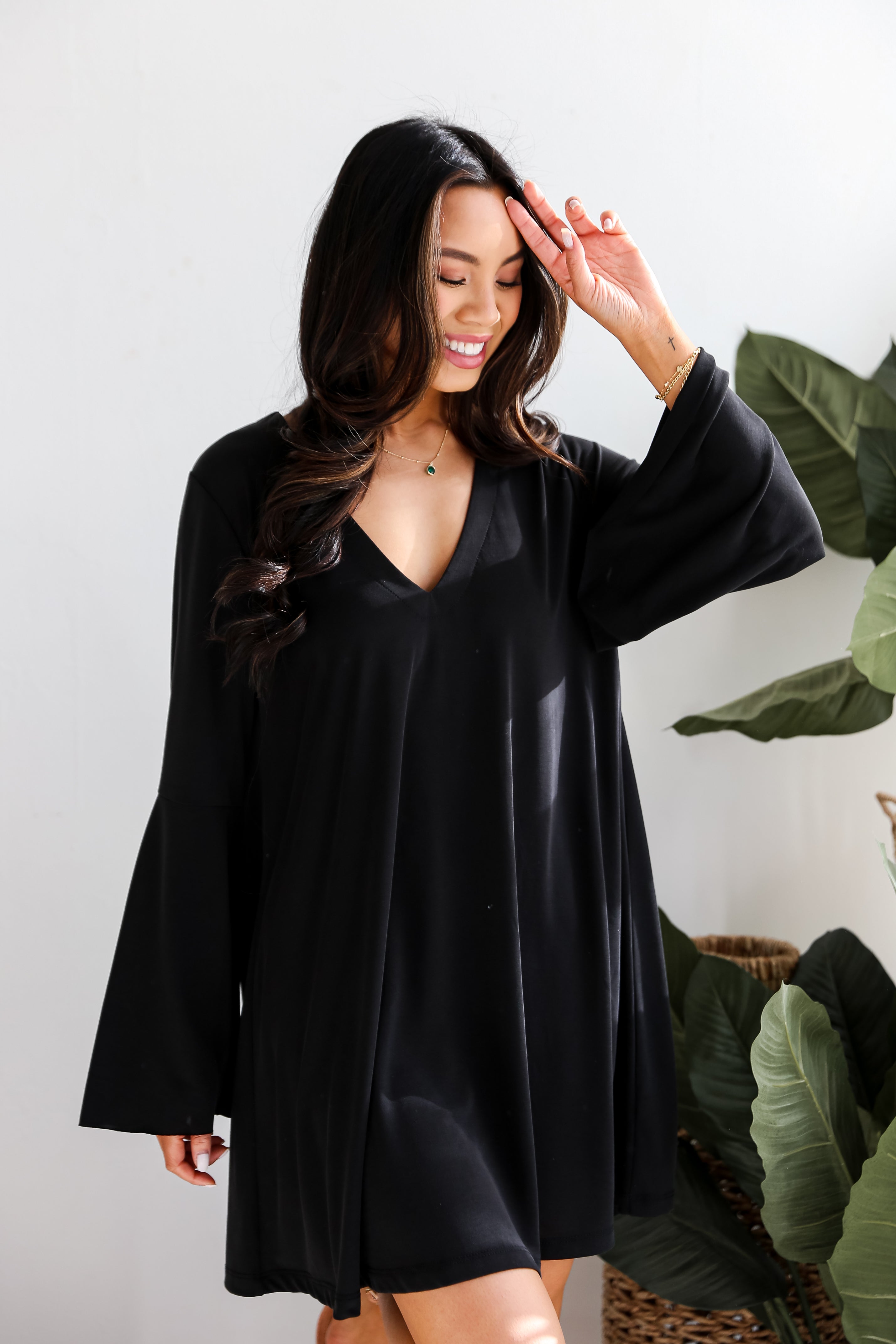 Black Bell Sleeve Mini Dress. Cheap Dresses. Online cheap dresses