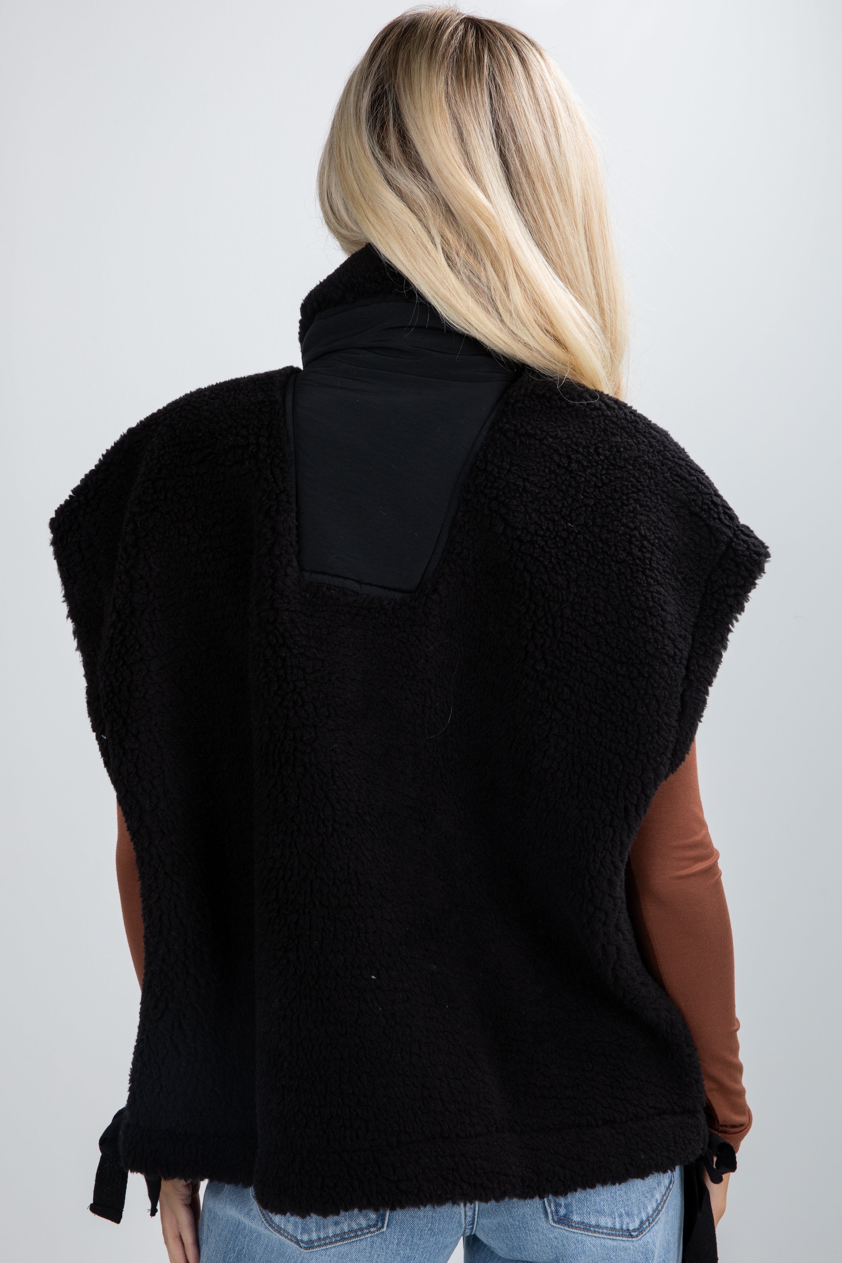 black fleece vest