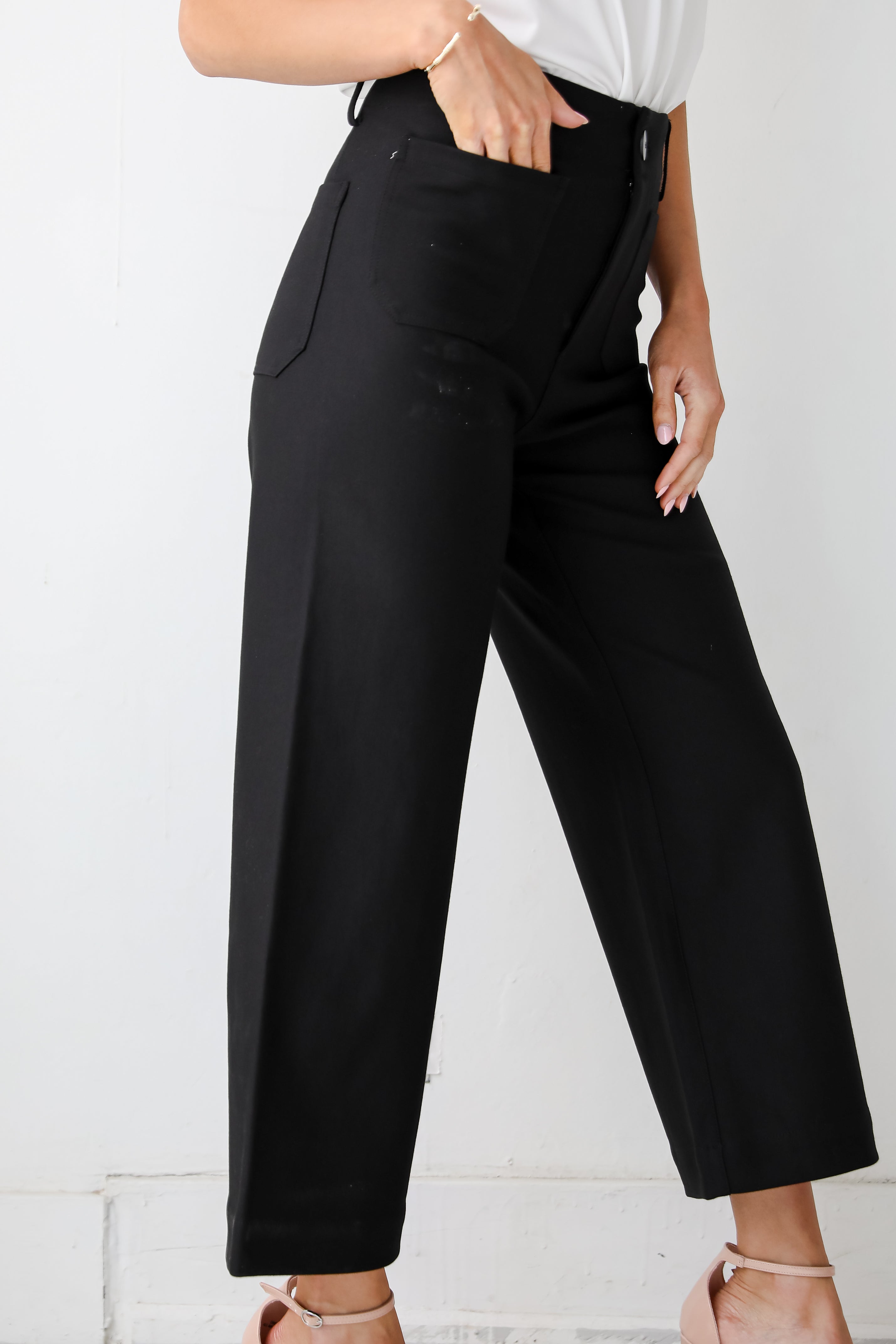 high rise Black Trouser Pants for work
