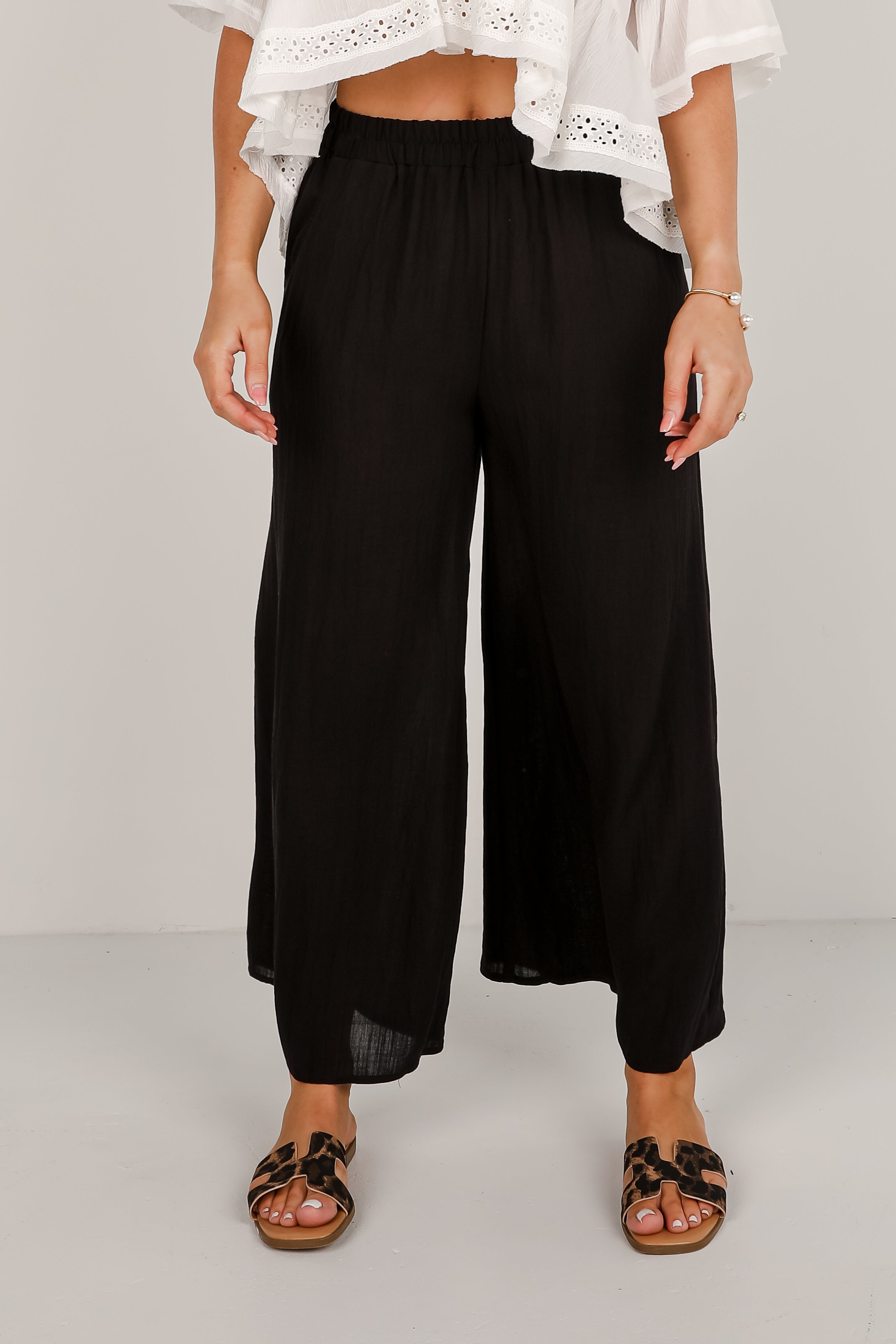 Better Times Black Wide Leg Pants