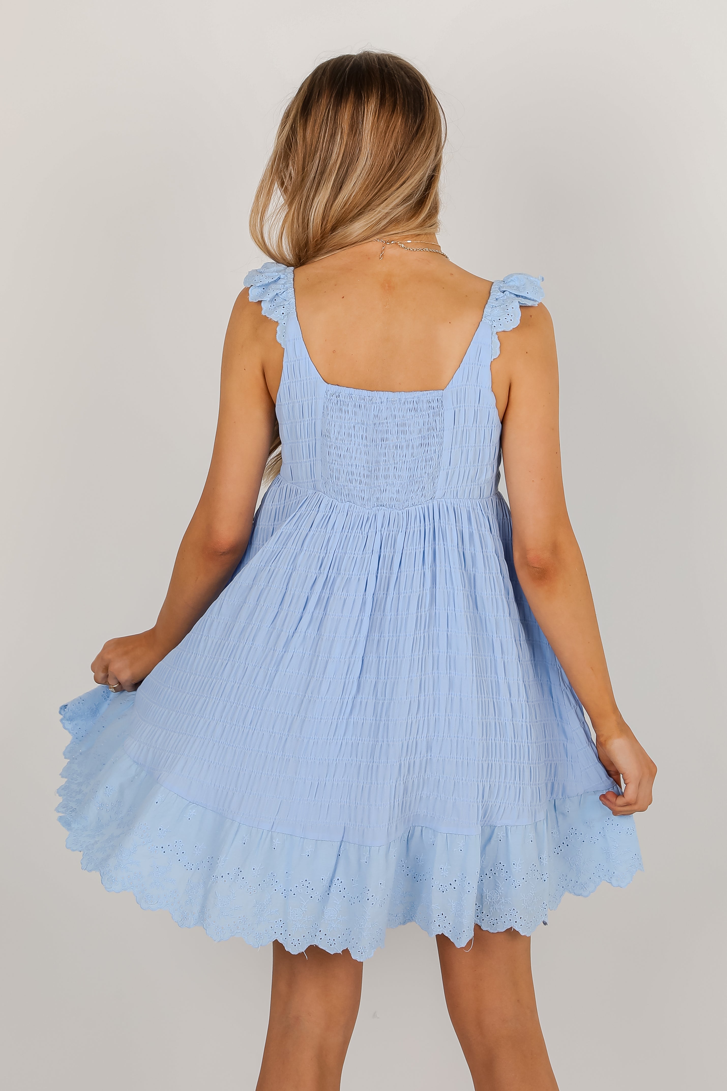 Right Where You Are Eyelet Mini Dress