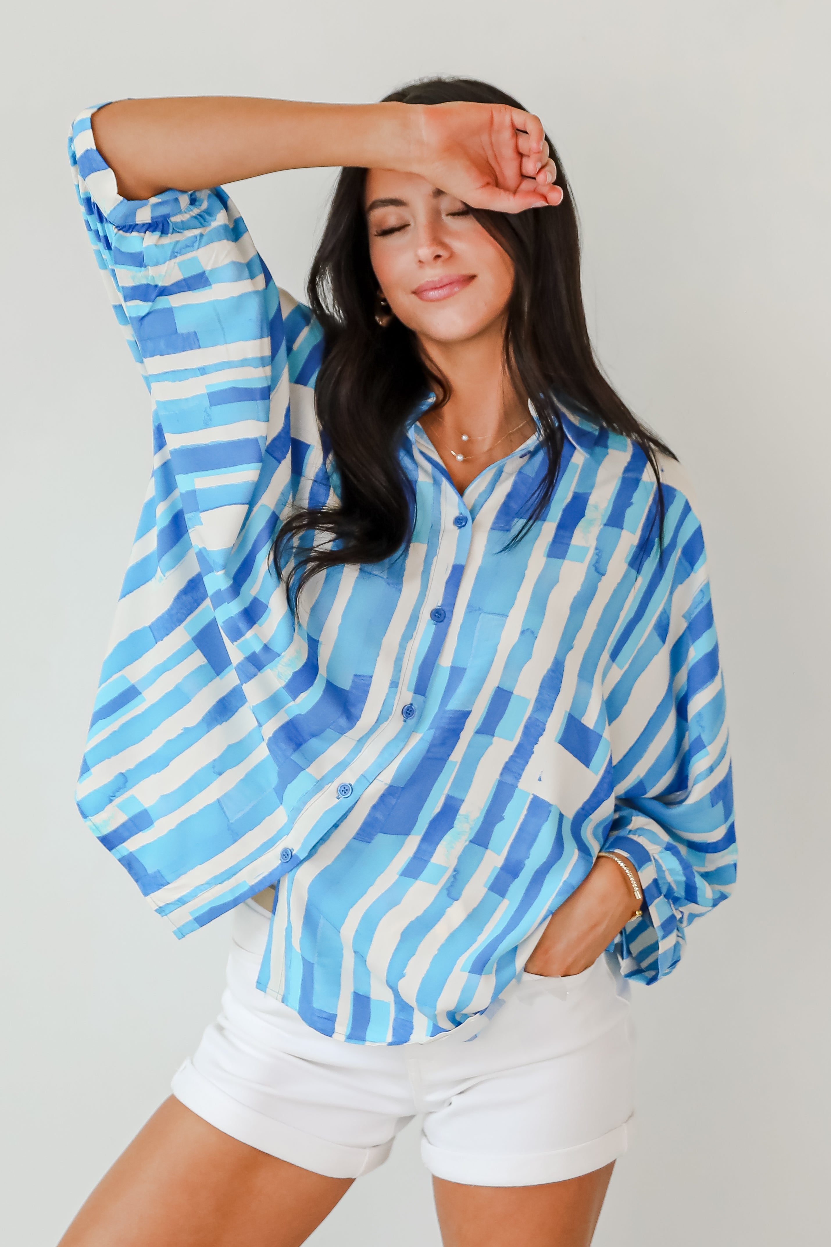 Radiant Feelings Blue Oversized Blouse