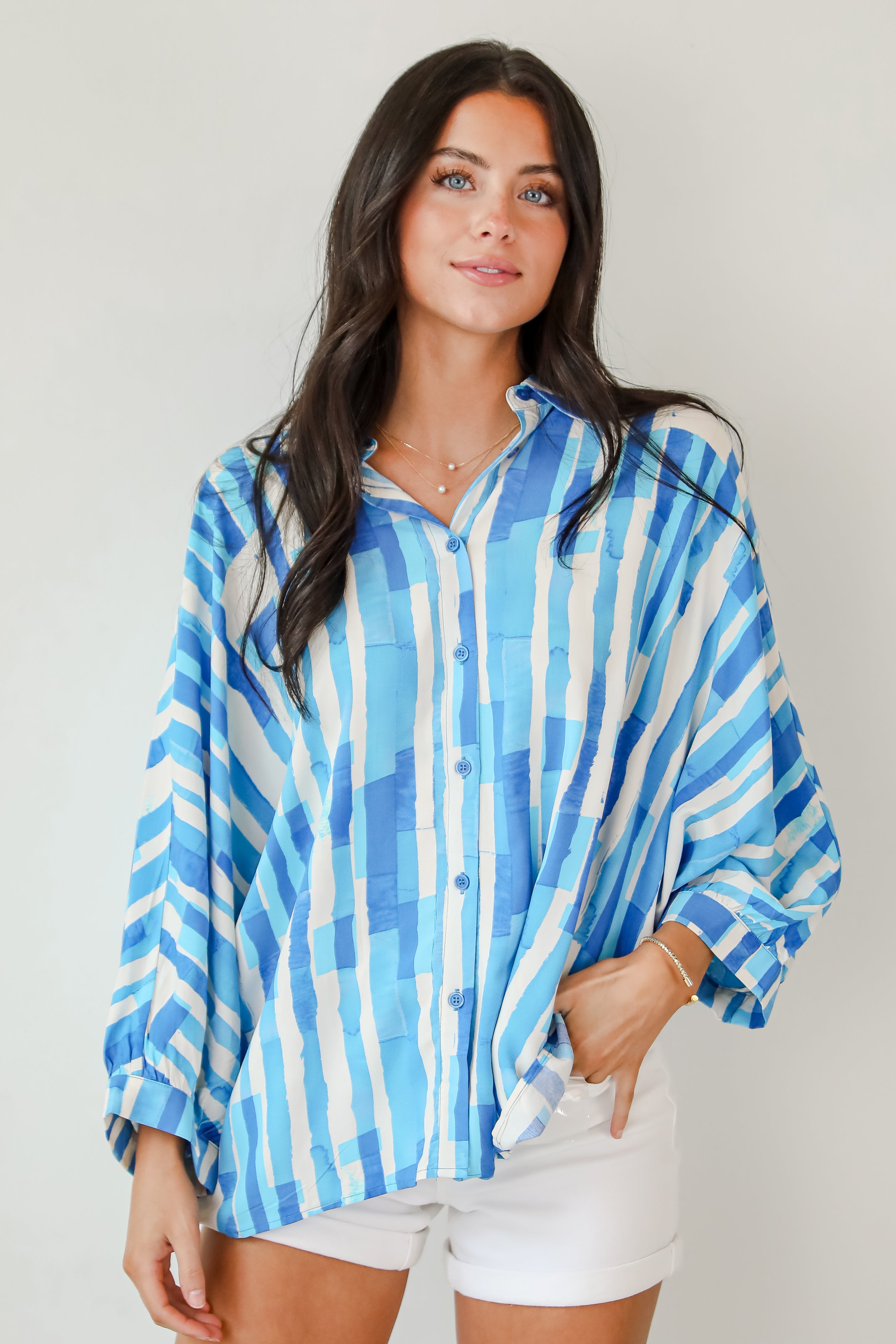 Radiant Feelings Blue Oversized Blouse