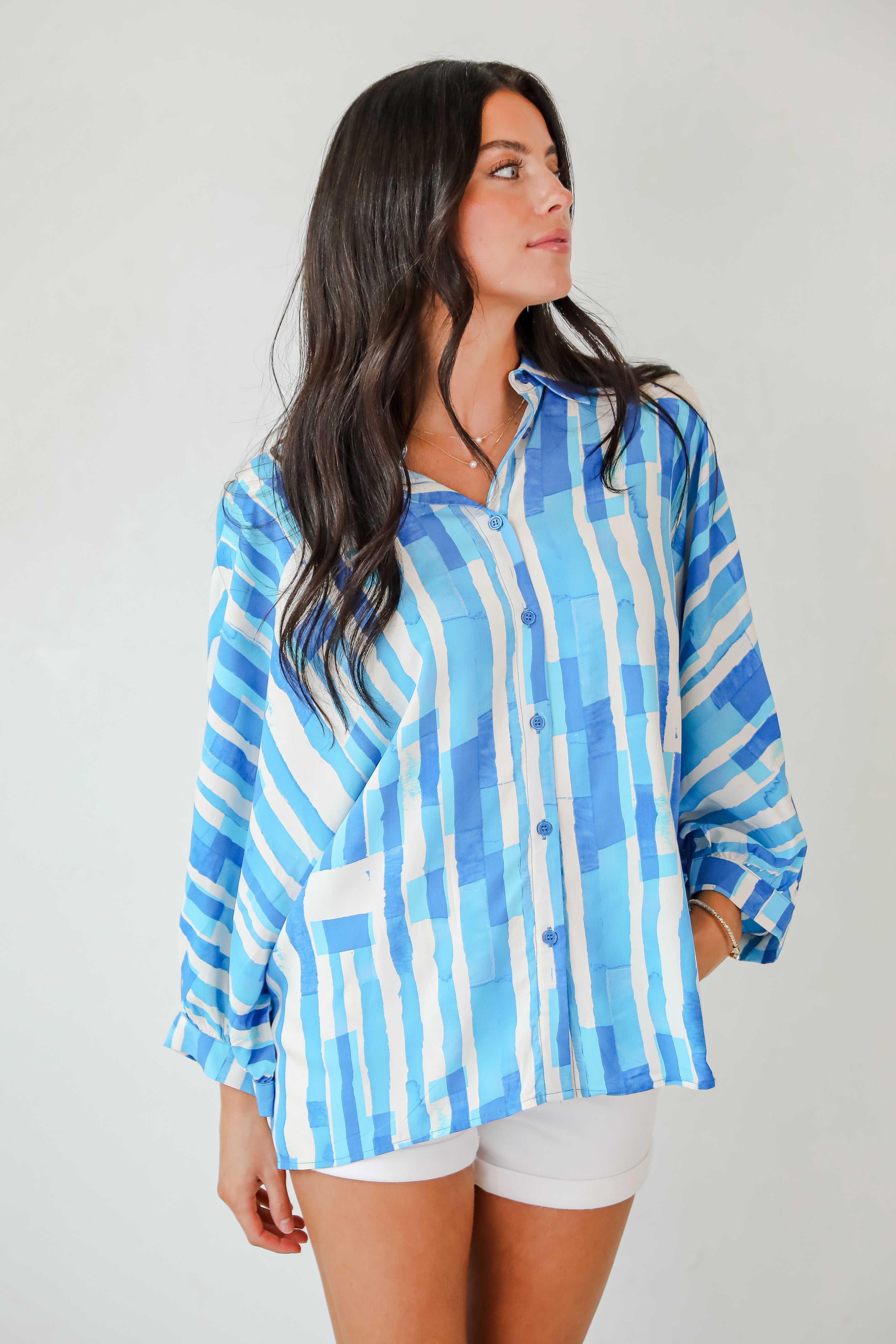 Radiant Feelings Blue Oversized Blouse