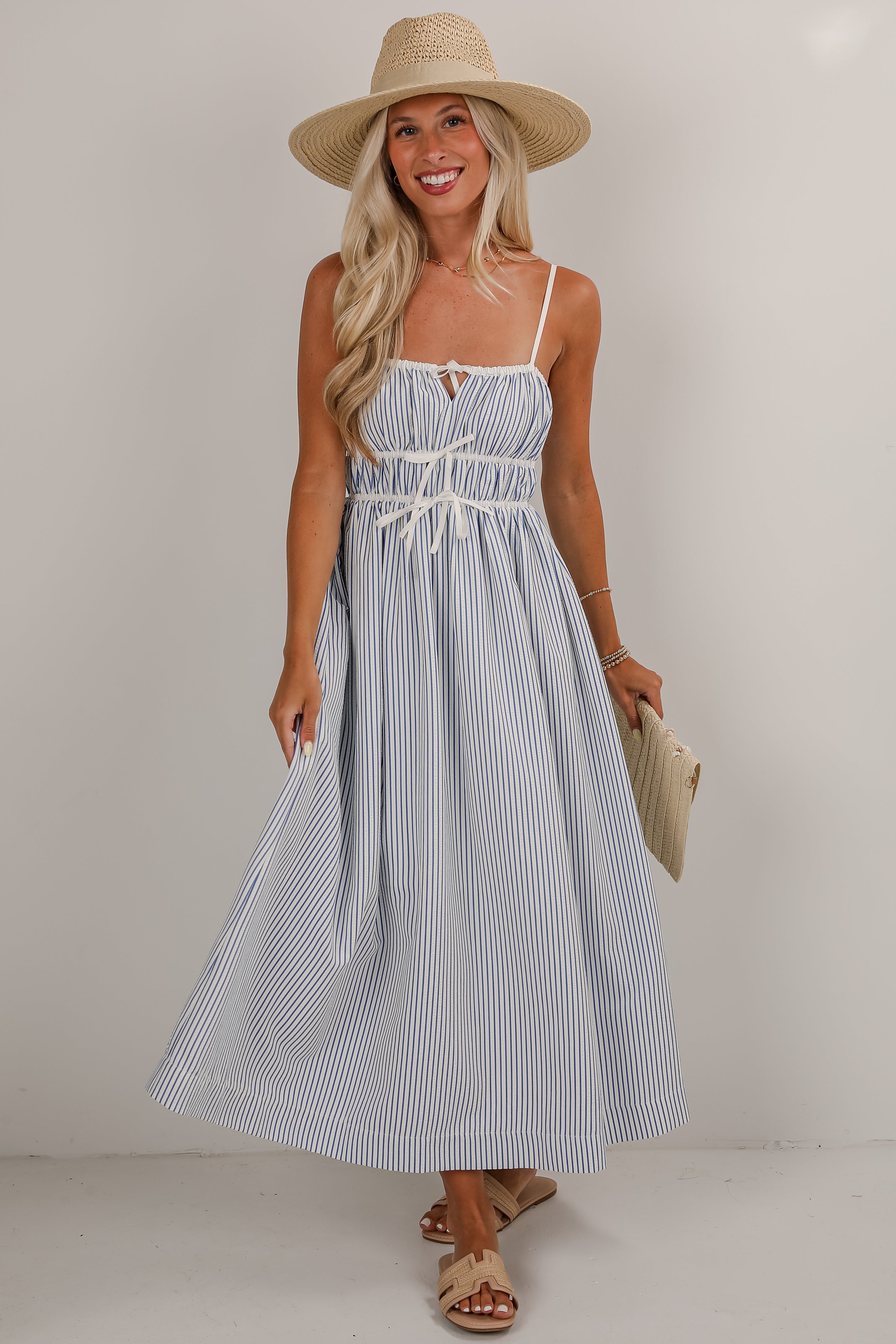 Beyond The Horizon Blue Striped Maxi Dress
