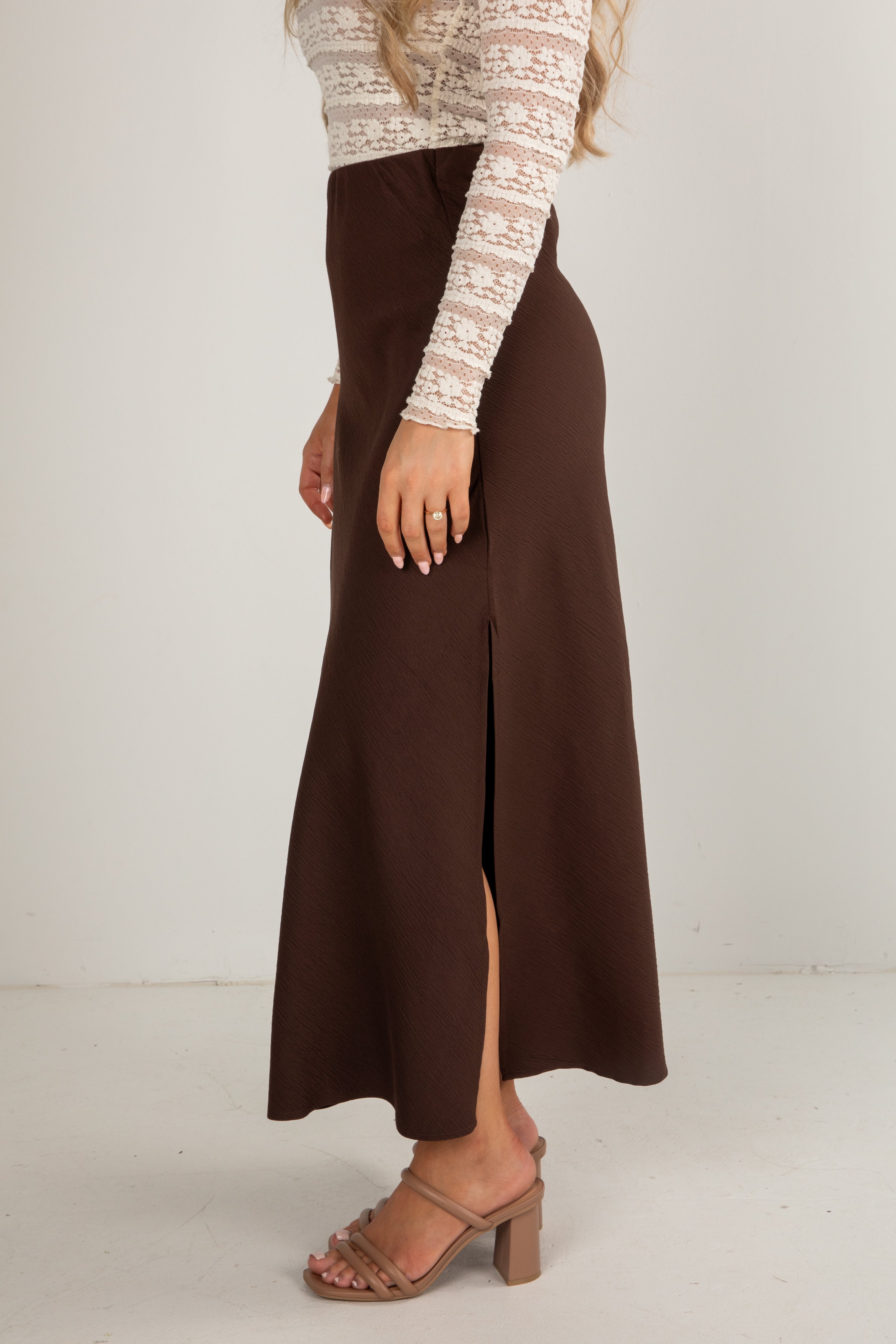 brown maxi skirt