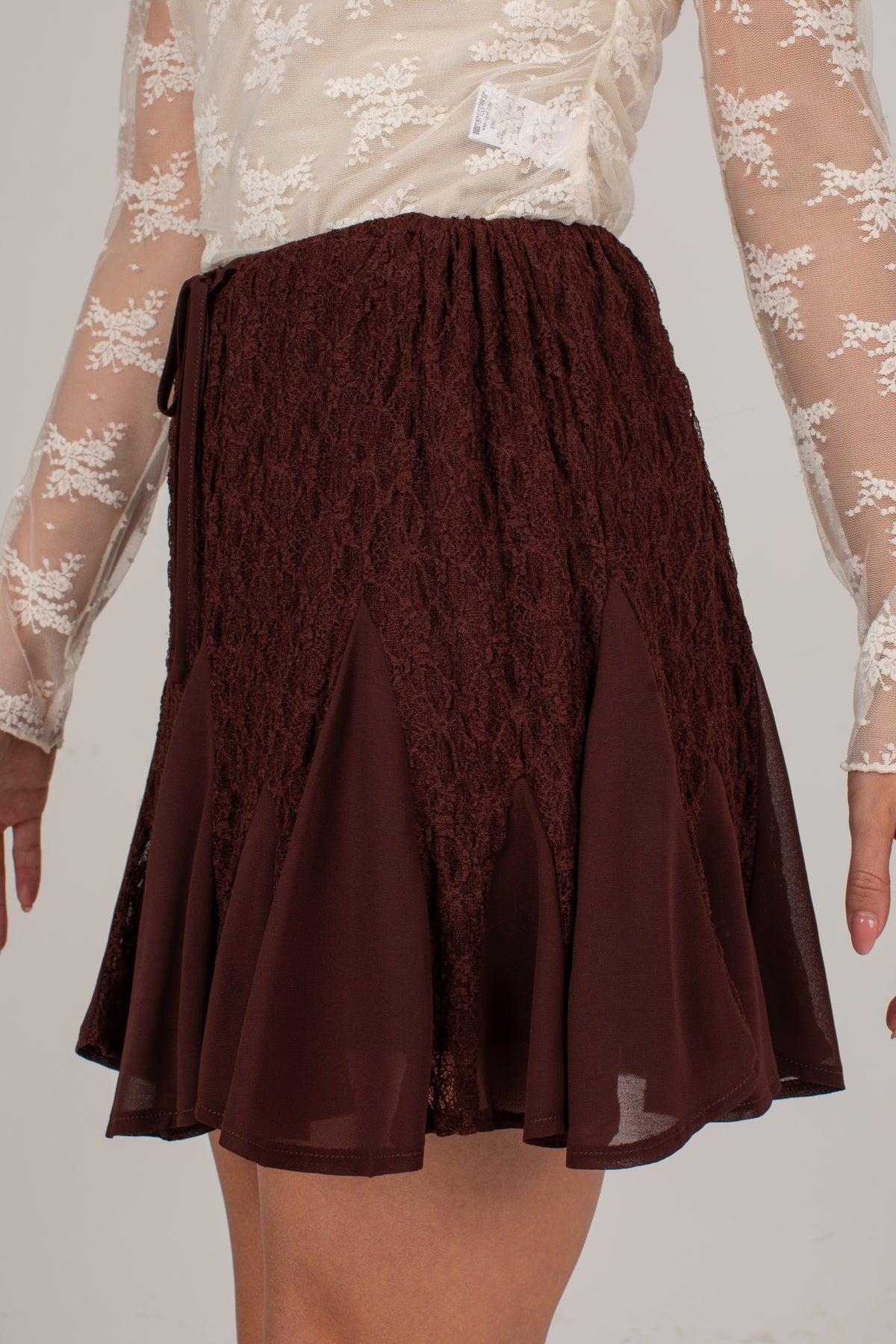 Autumn Spell Brown Lace Mini Skort
