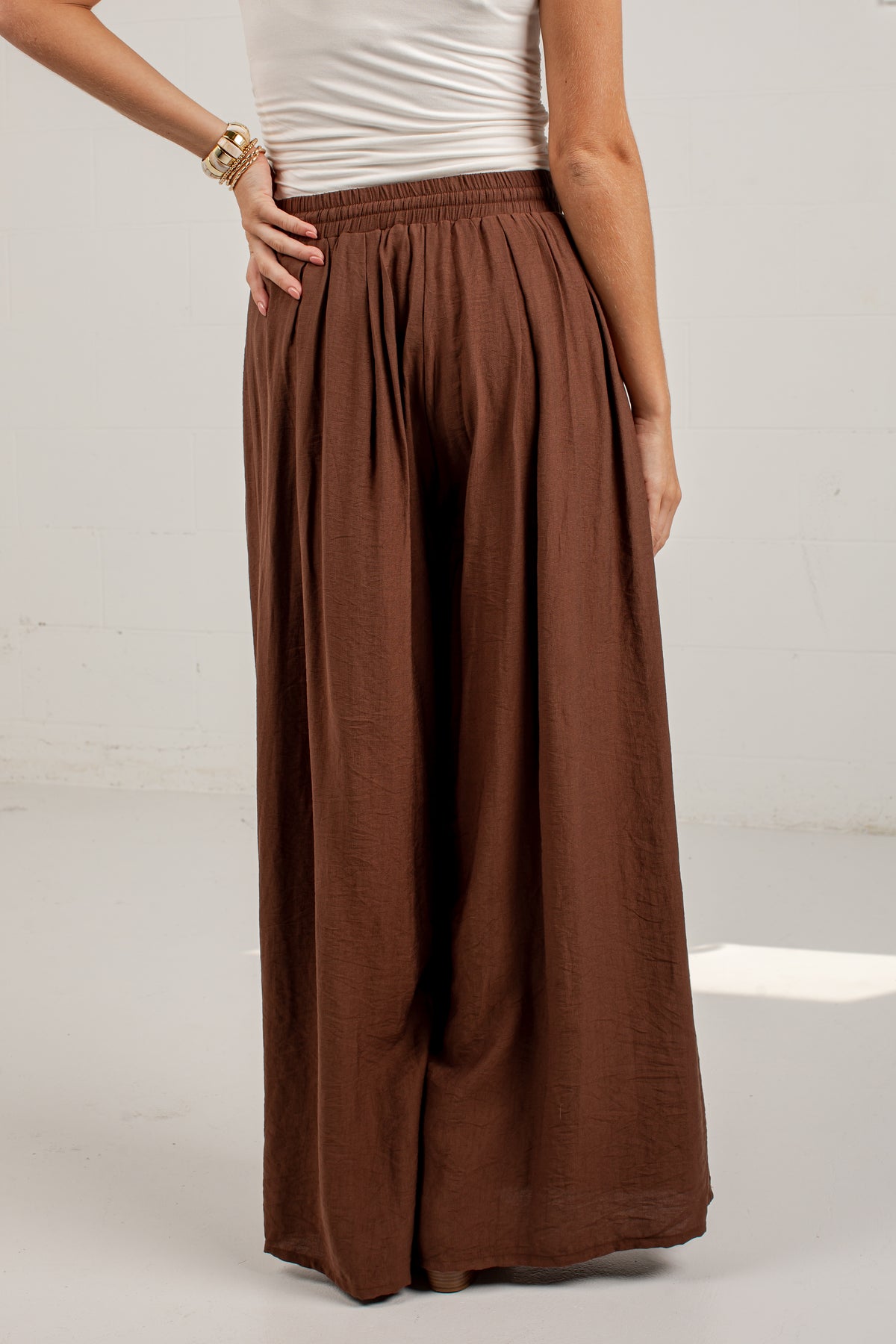 One More Toast Brown Wide Leg Pants