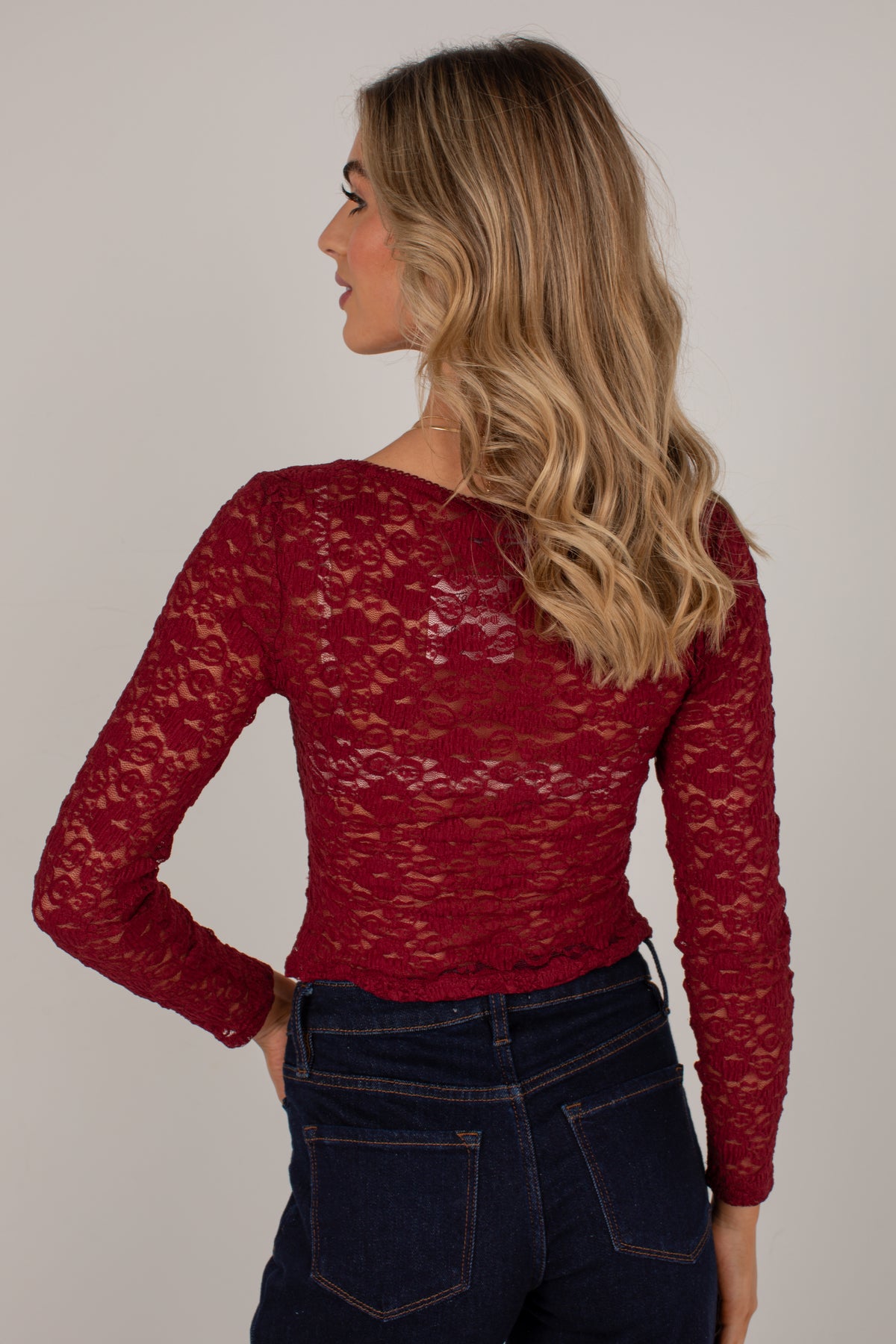 Pretty In Plans Burgundy Lace Blouse