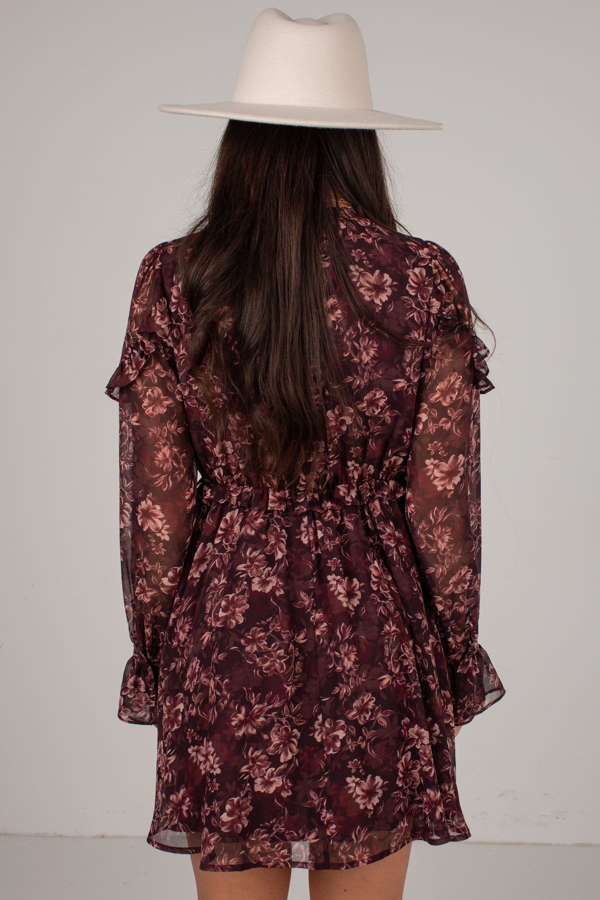 Love Every Detail Burgundy Floral Mini Dress