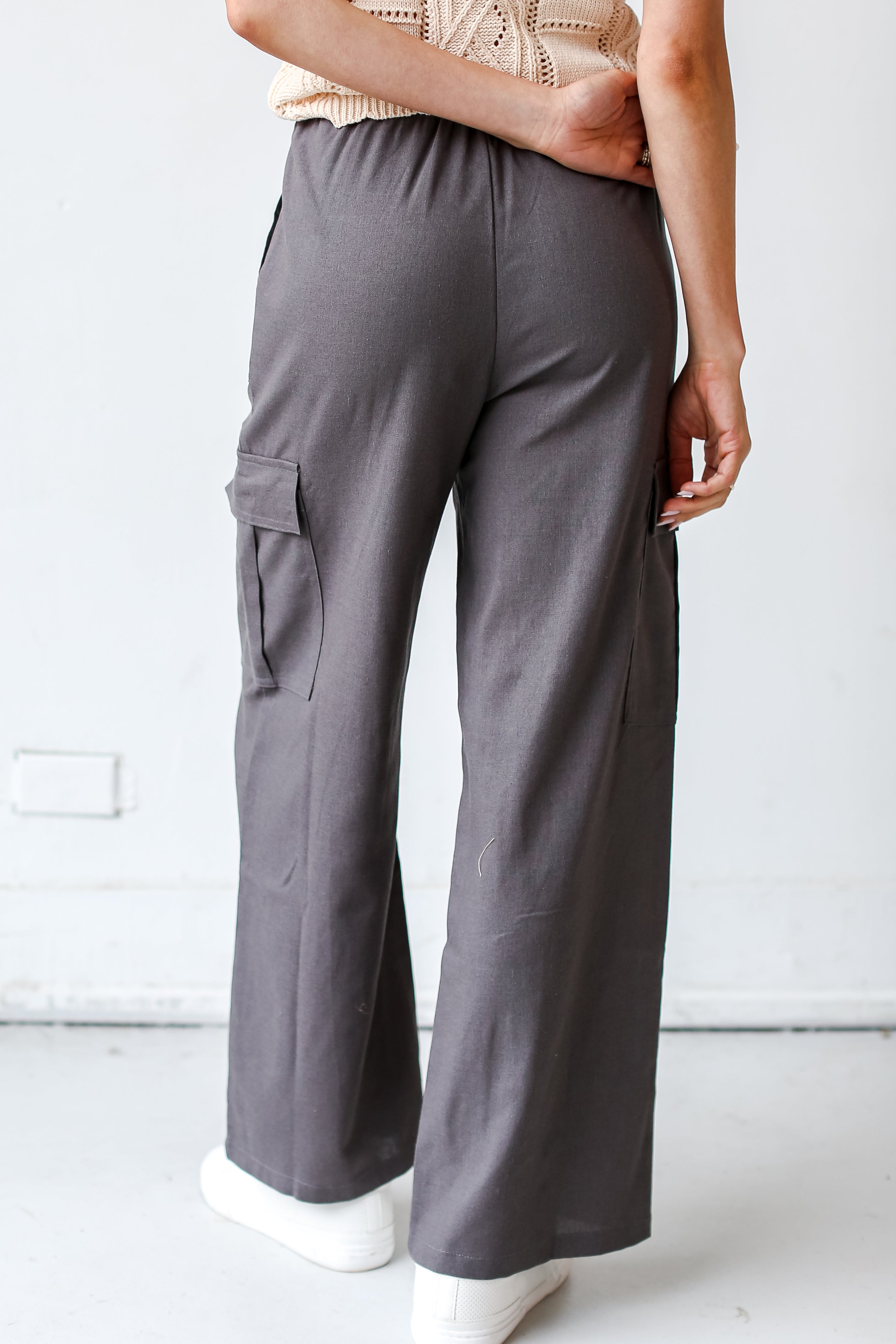 charcoal Cargo Pants back view