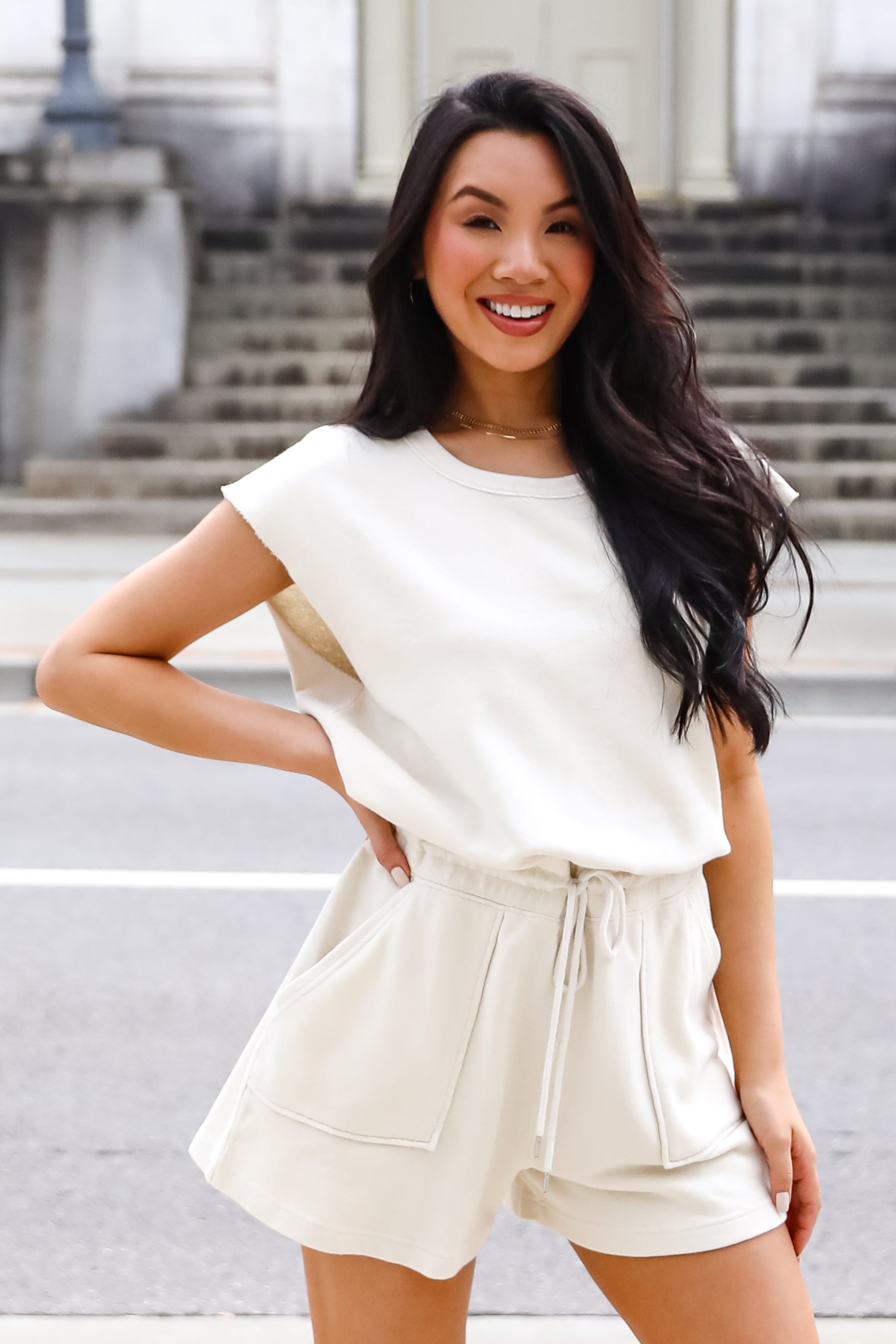 Moments Of Leisure Cream Romper