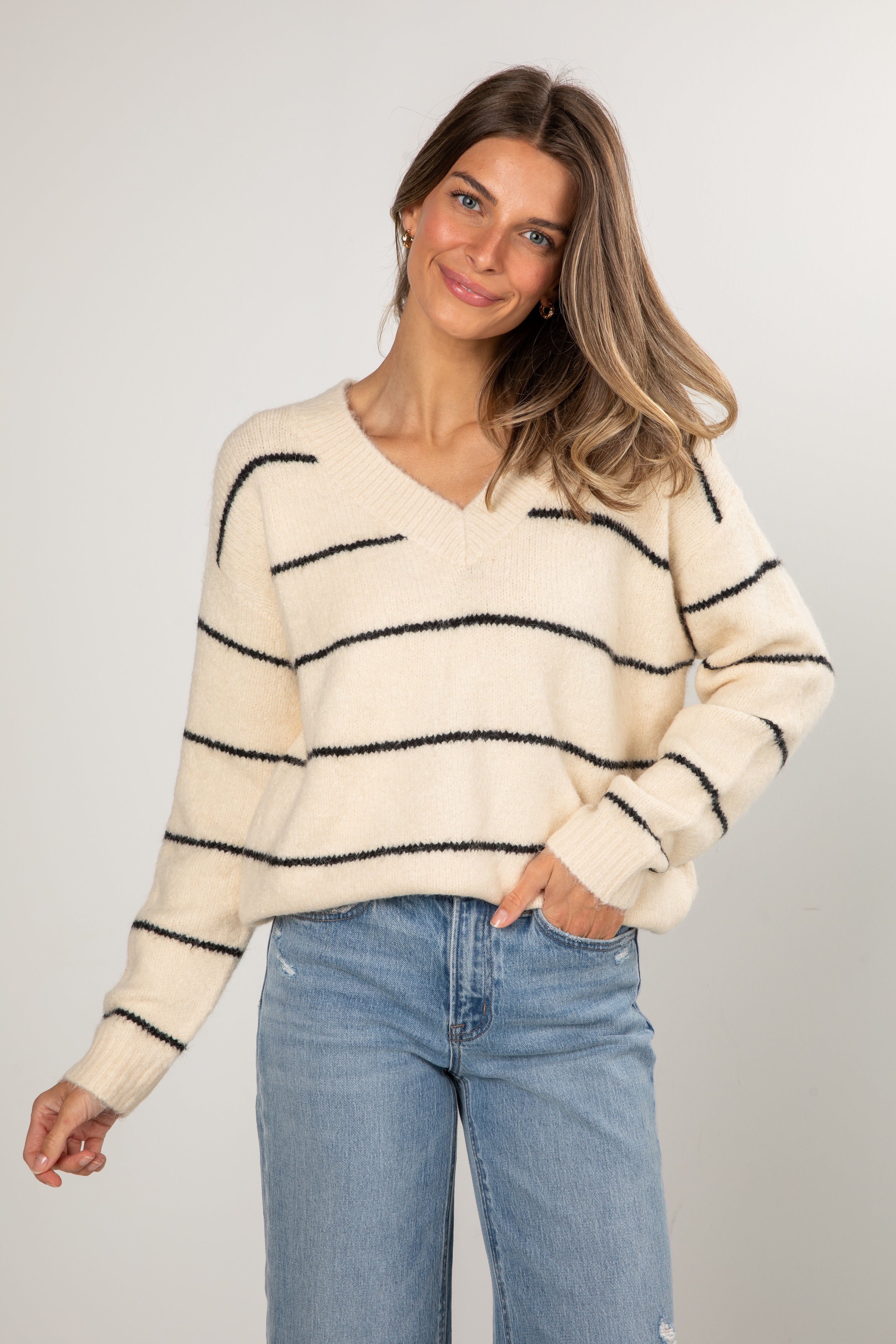 FINAL SALE - Frostline Cream Stripe Sweater