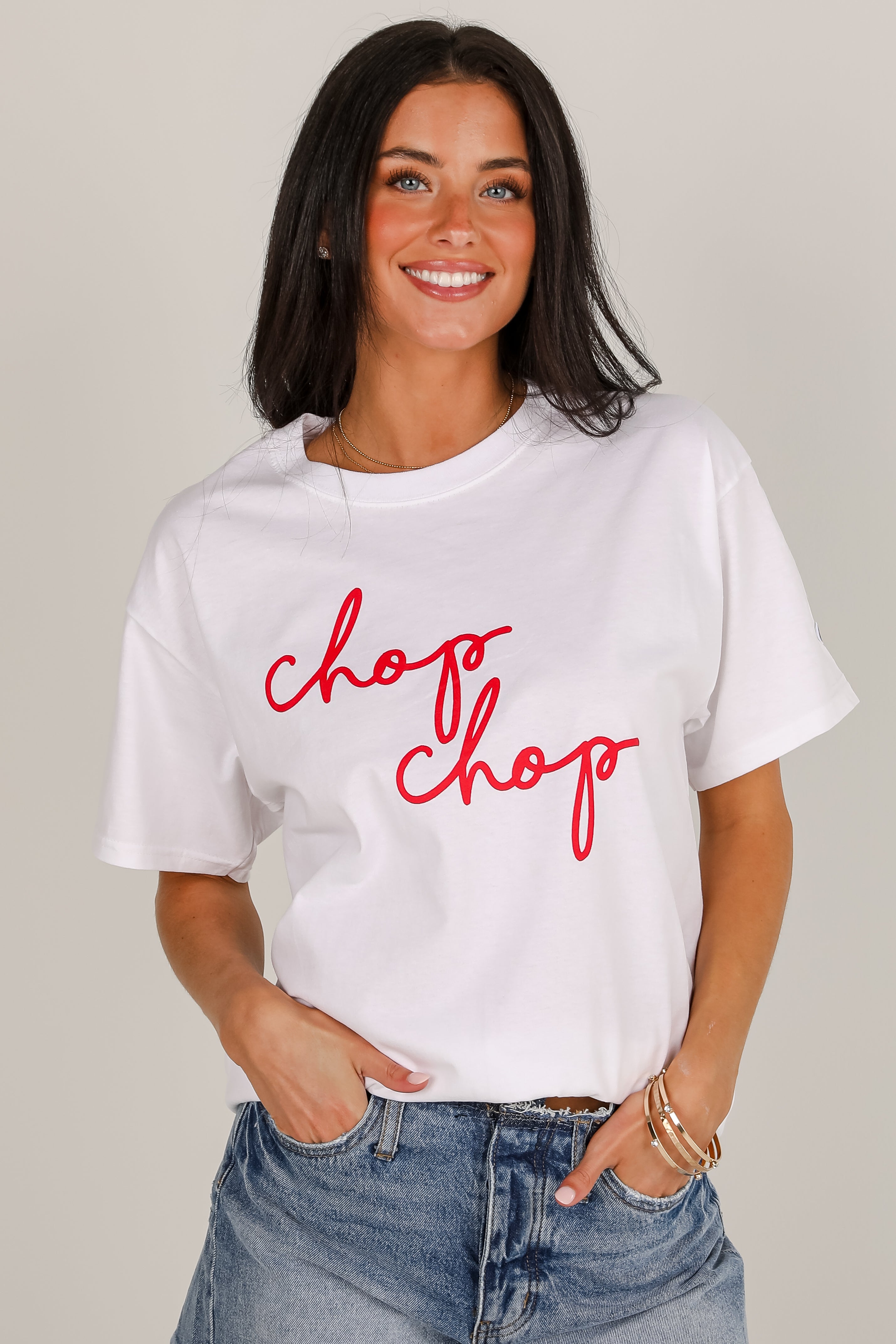 White Chop Chop Script Tee