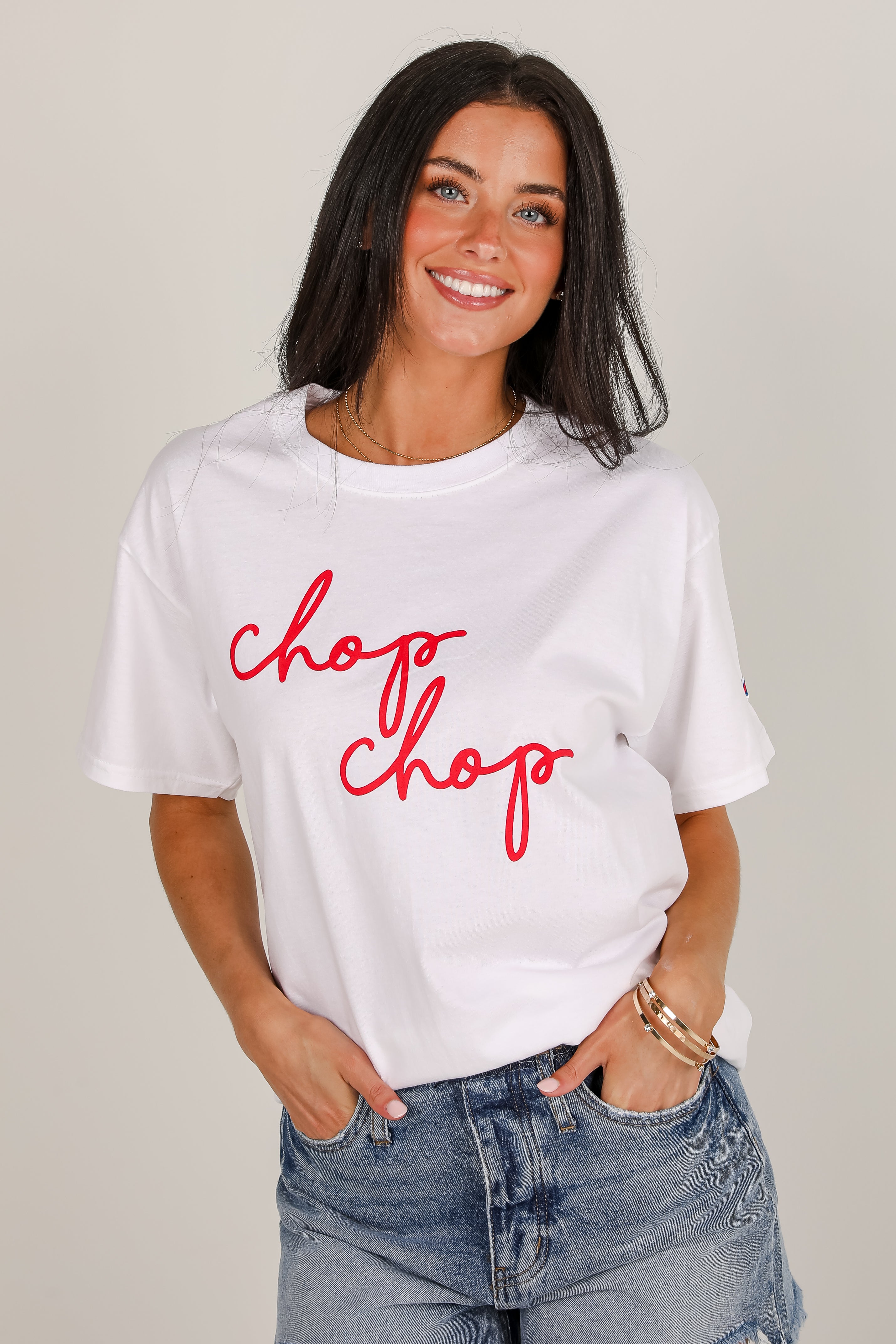 White Chop Chop Script Tee