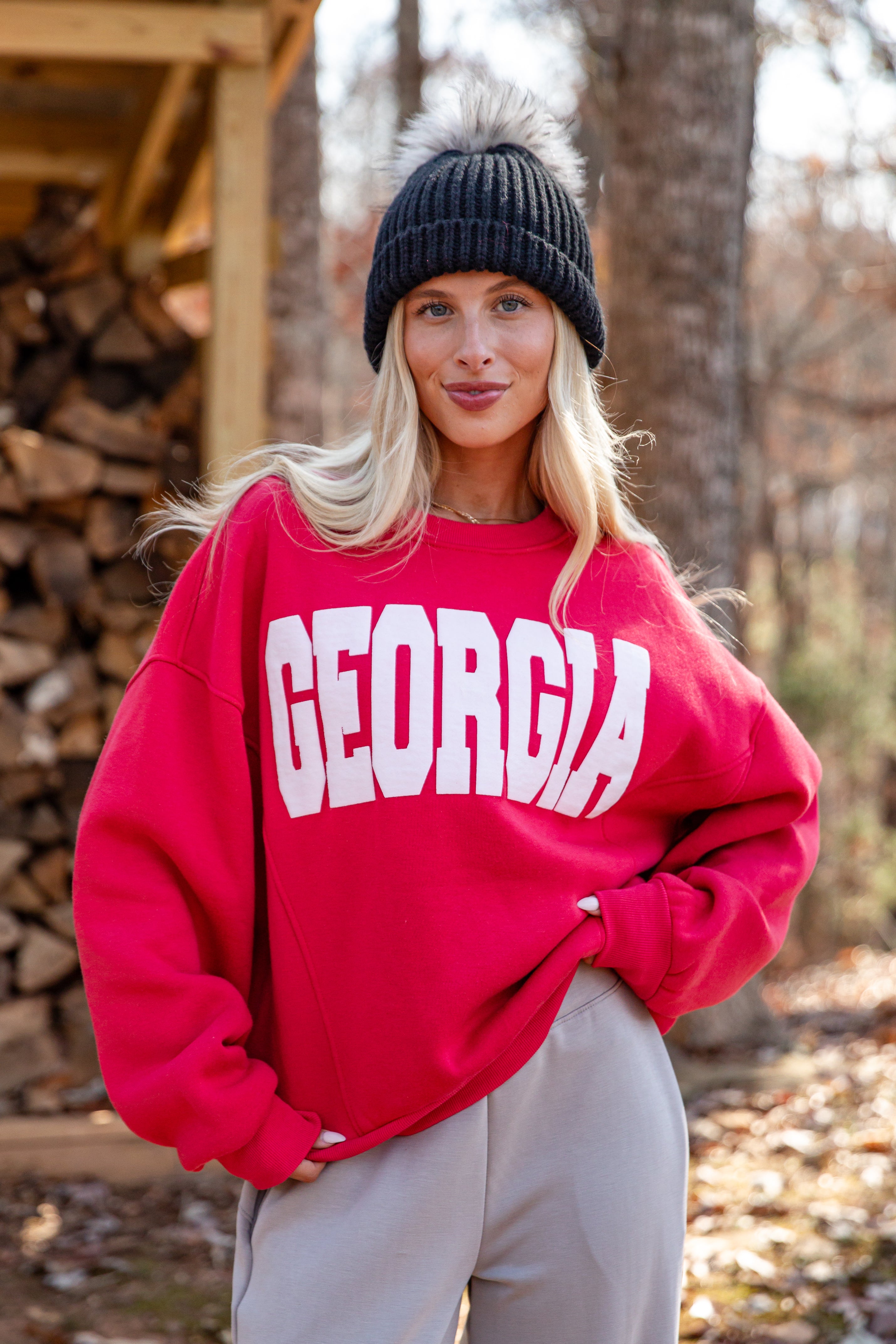 Person wearing a red &