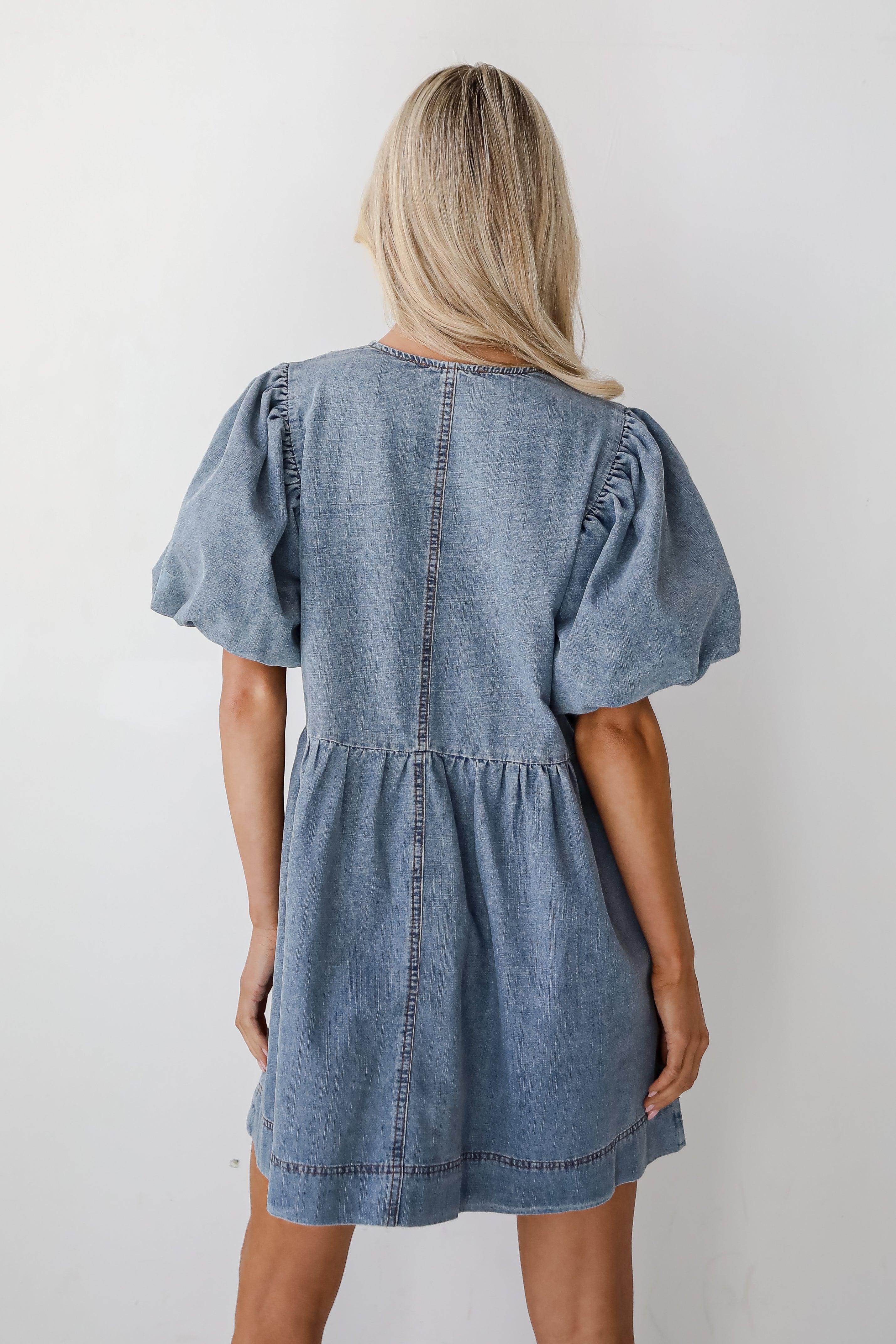 Sunny Journey Denim Babydoll Mini Dress