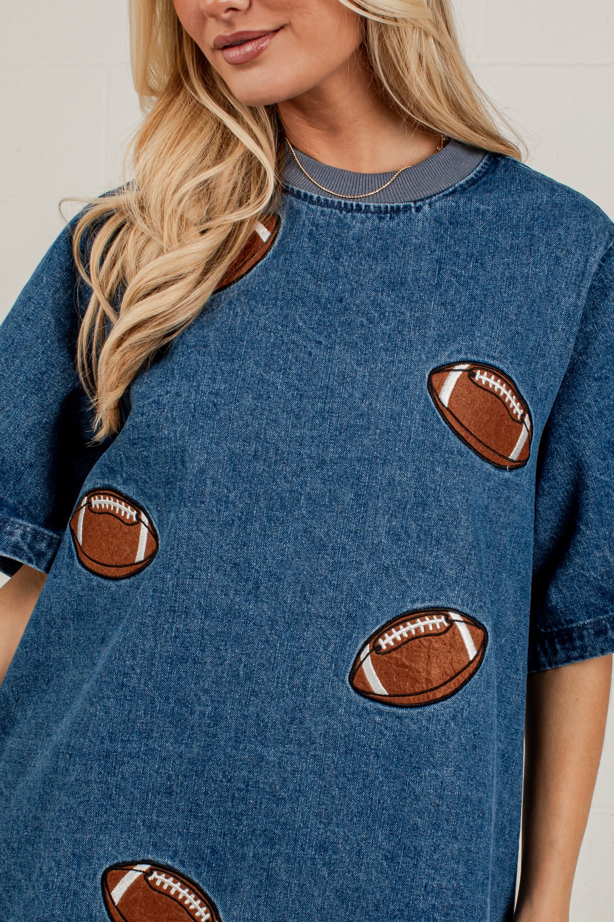 End Zone Energy Football Denim Mini Dress