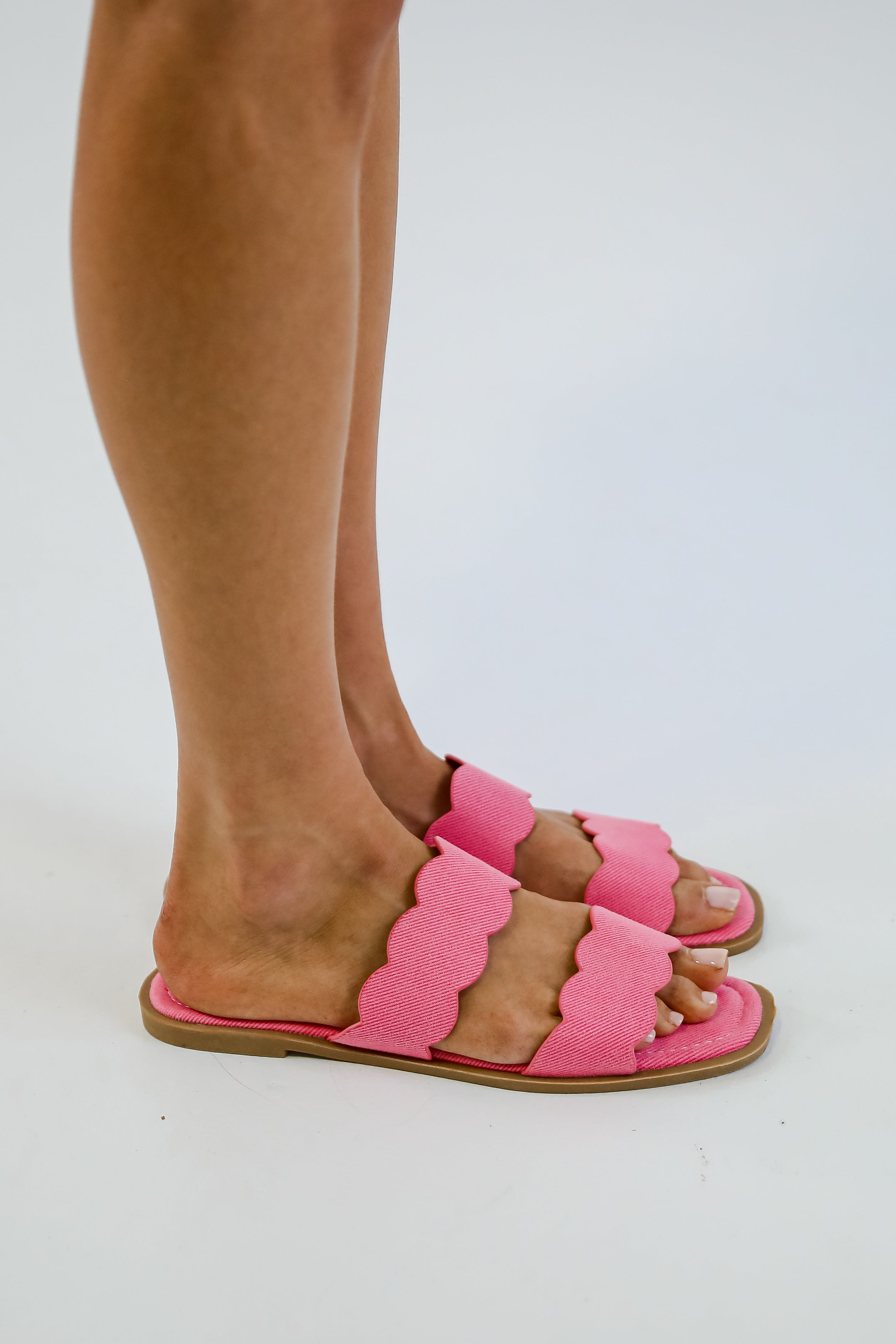 Waves Of My Heart Fuchsia Double Strap Slide Sandals