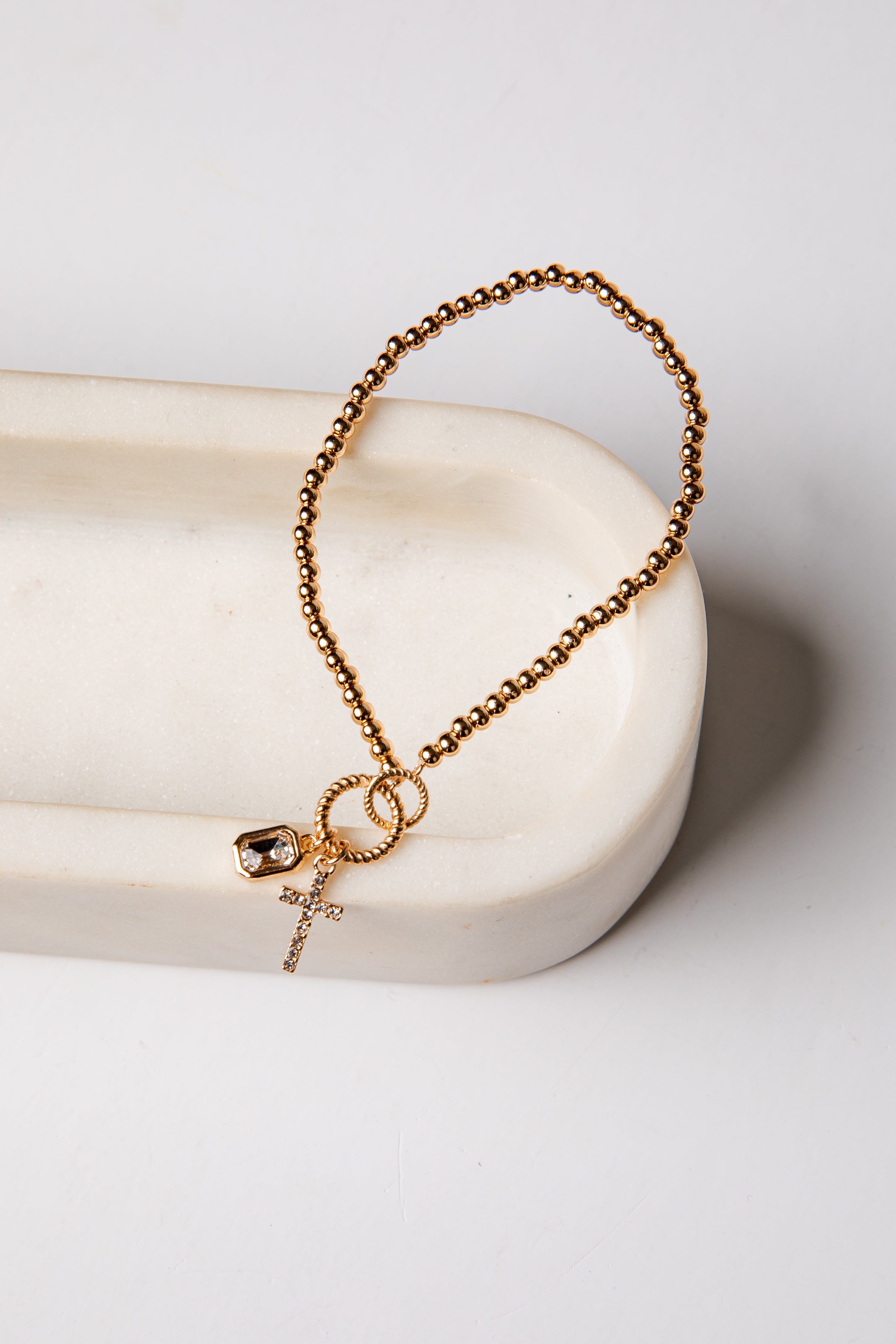 Talia Gold Beaded Charm Bracelet