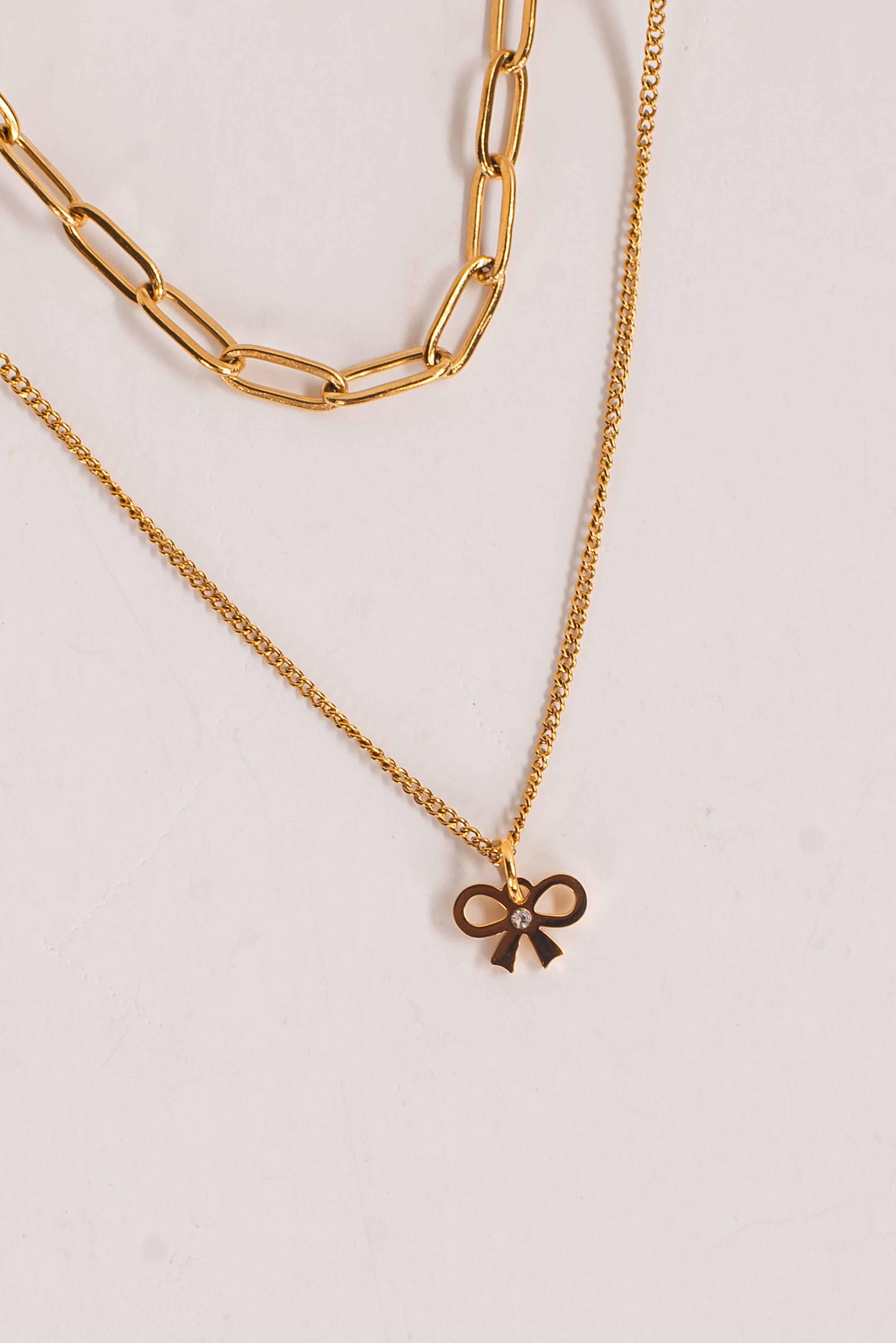 Jada Gold Layered Bow Charm Necklace