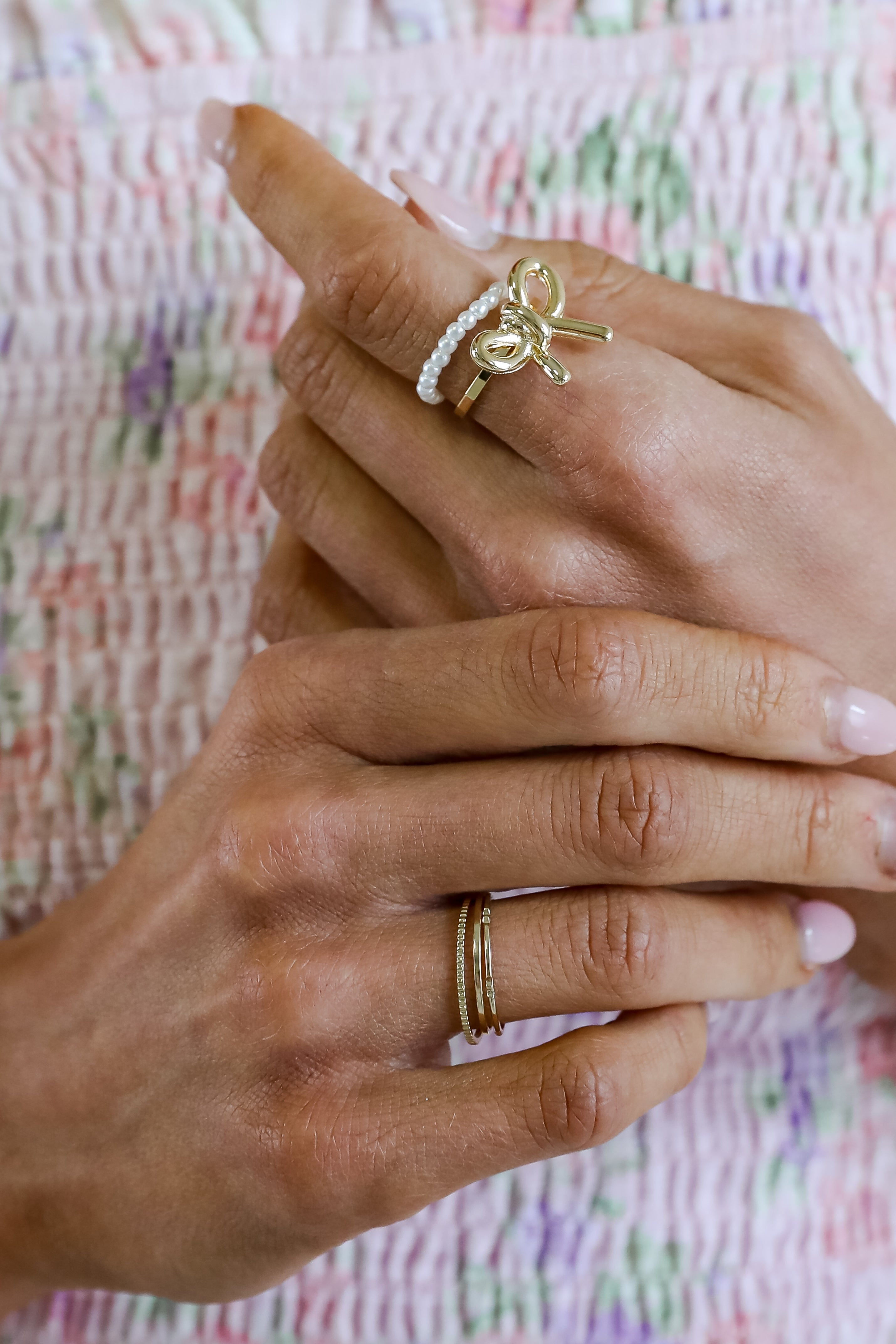 Eliana Gold Bow Ring Set