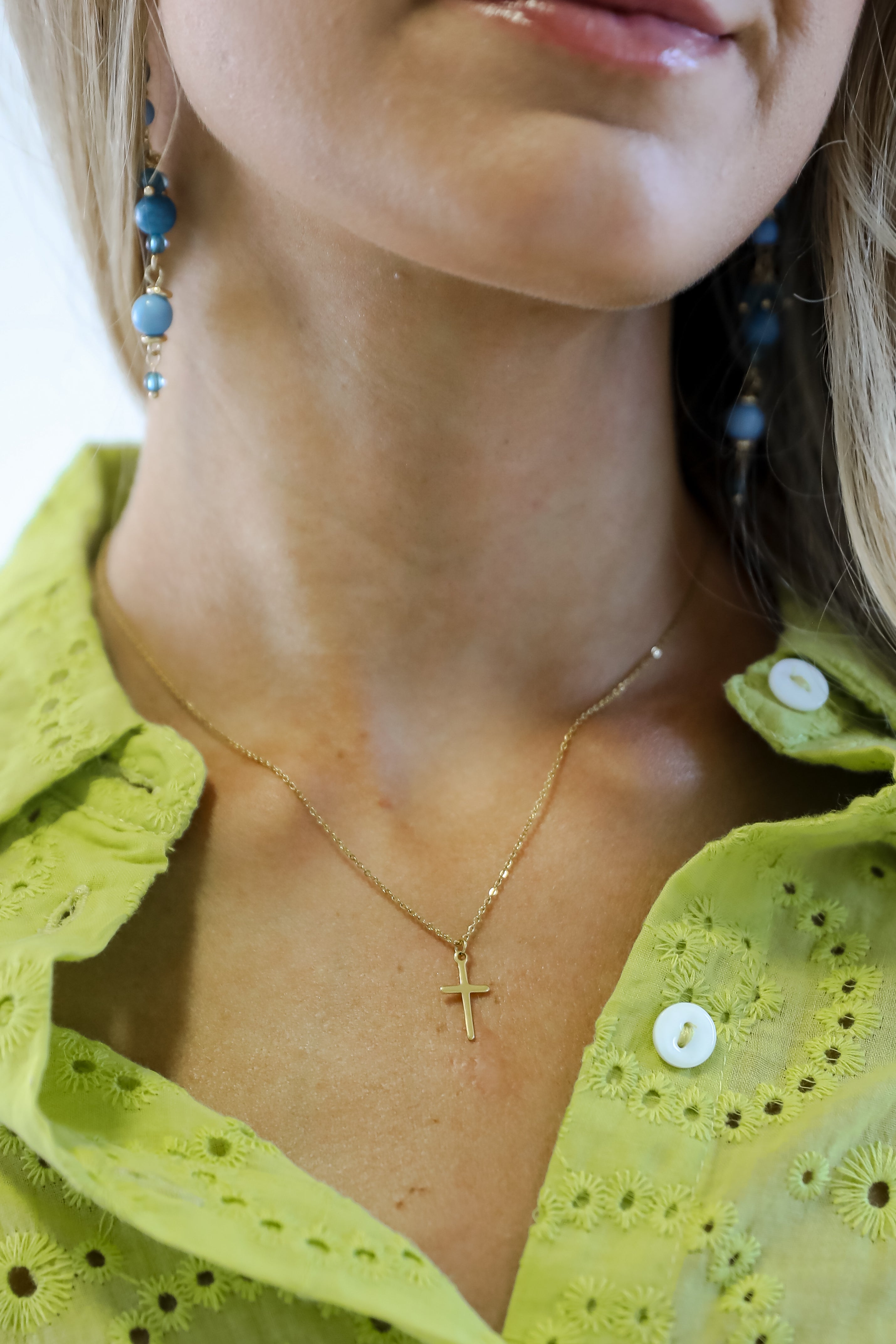Paisley Gold Cross Charm Necklace
