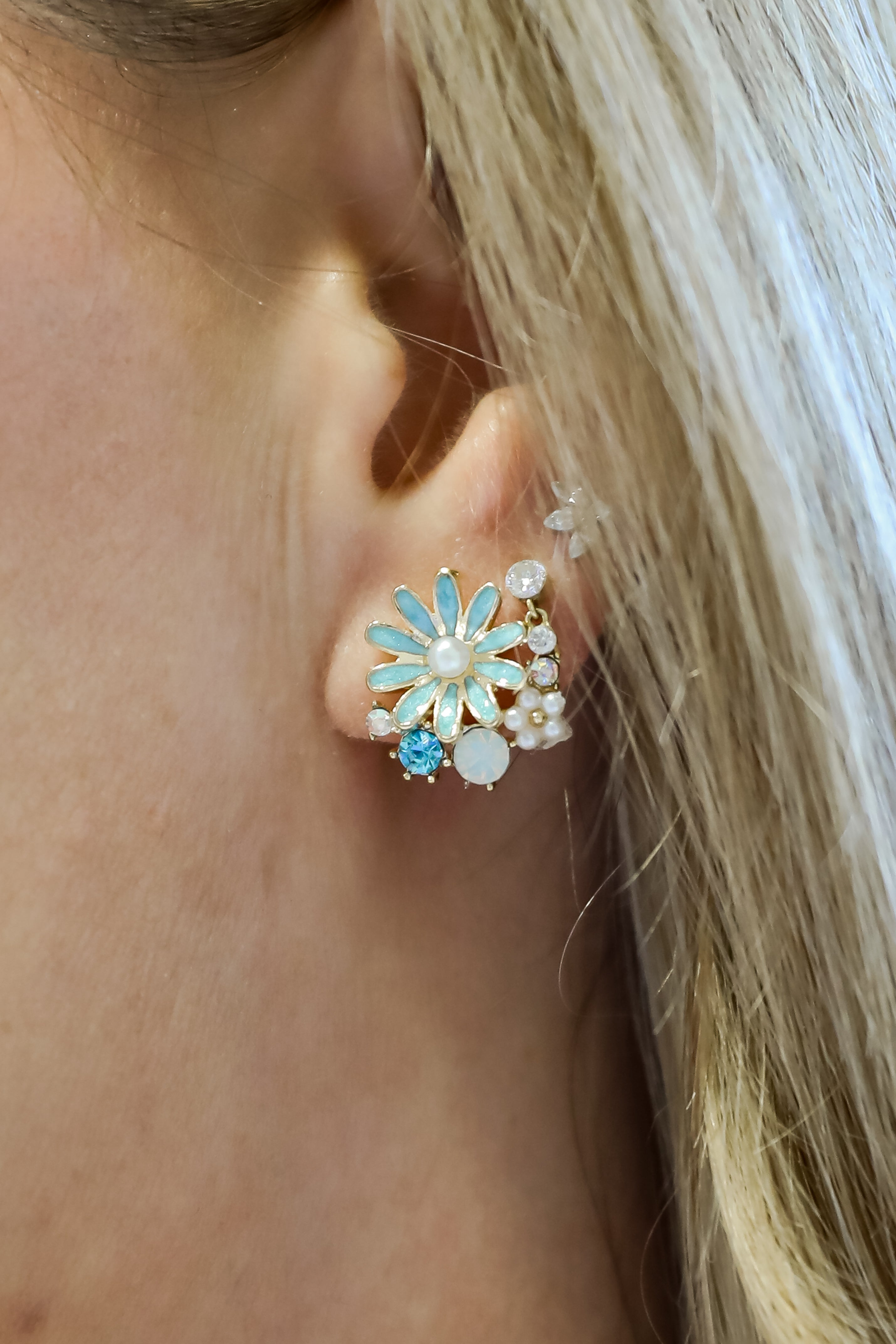 Charlie Gold Flower Stud Earrings