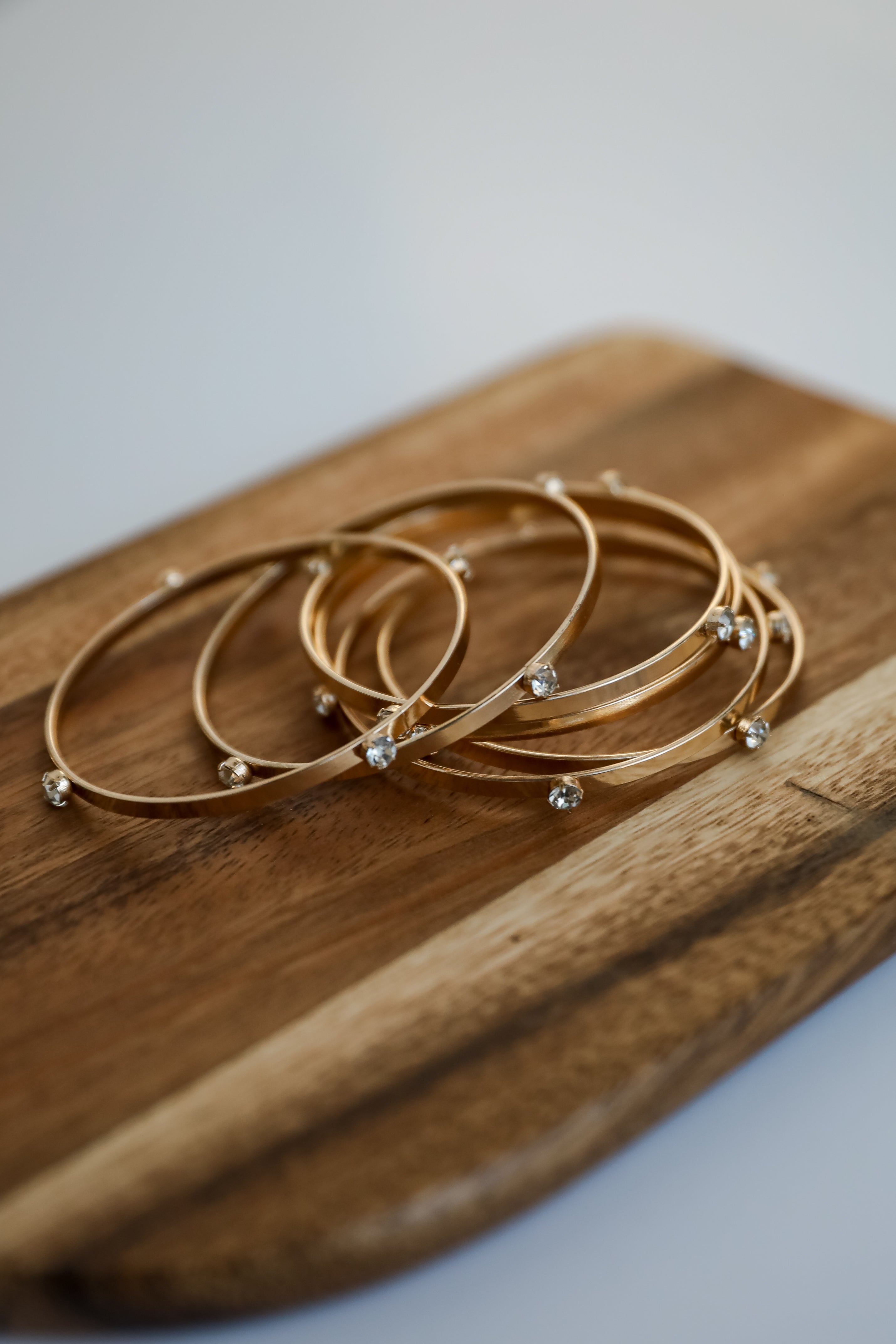 Ashley Gold Rhinestone Bangle Set