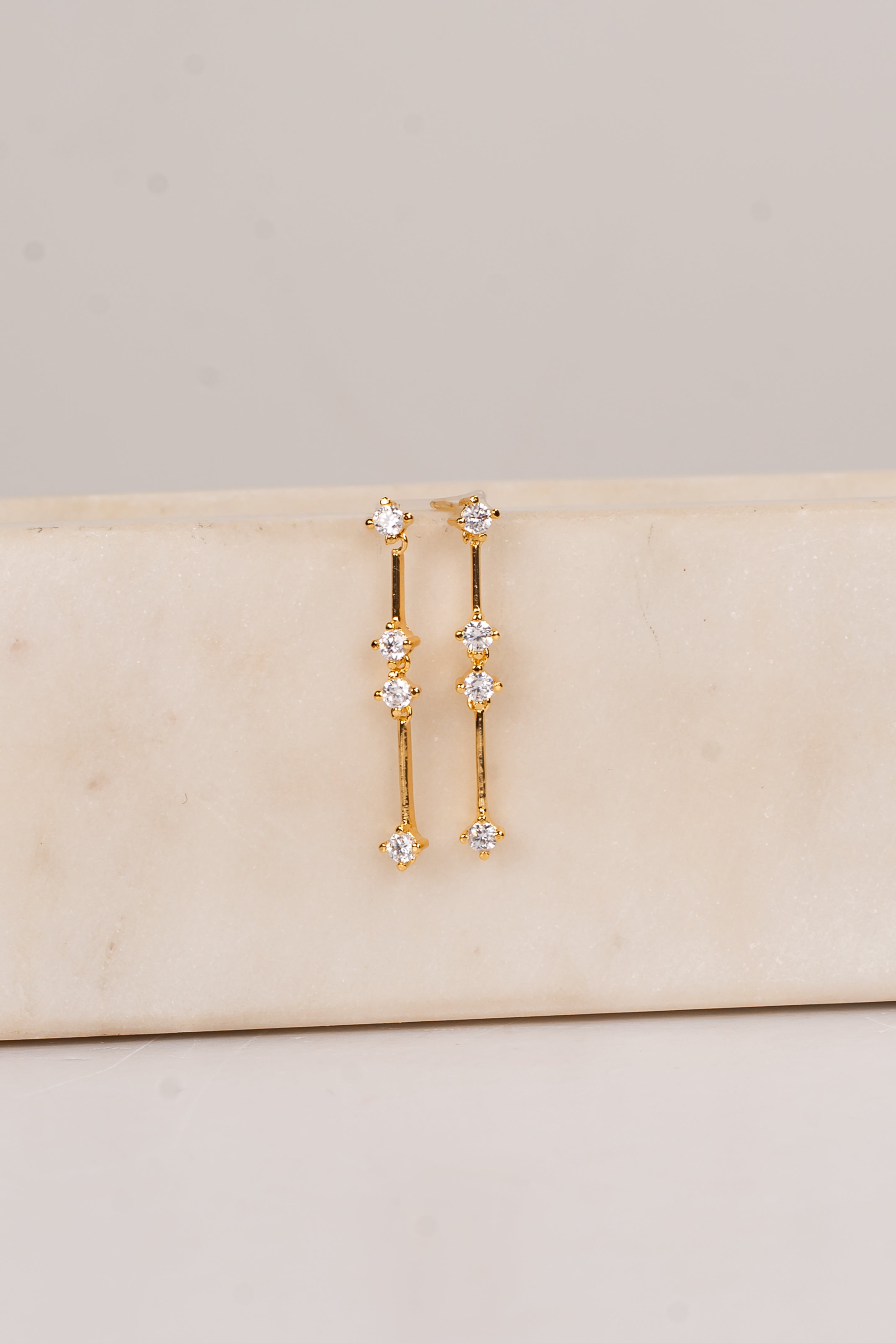 Sara Gold Rhinestone Drop Earrings