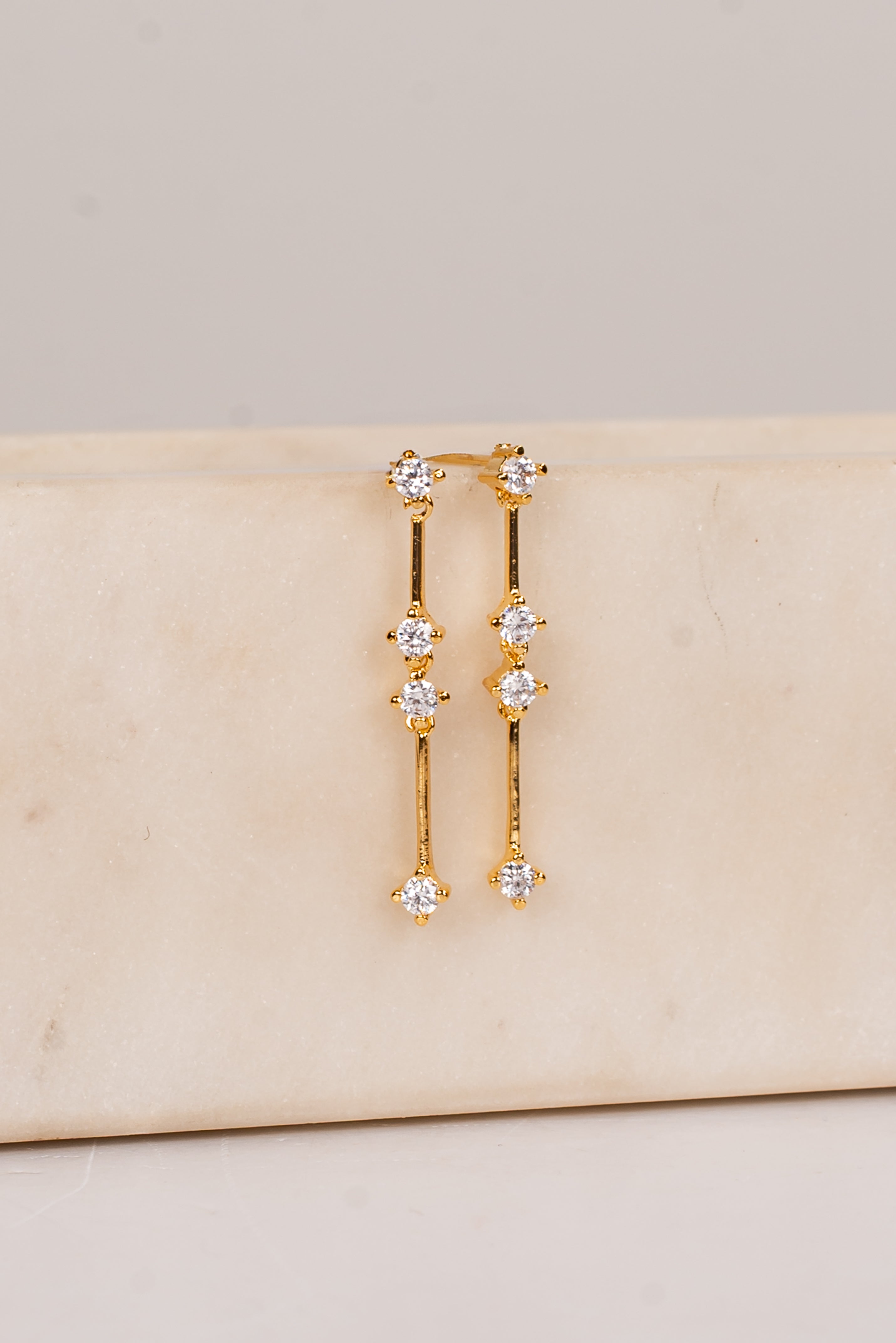 Sara Gold Rhinestone Drop Earrings