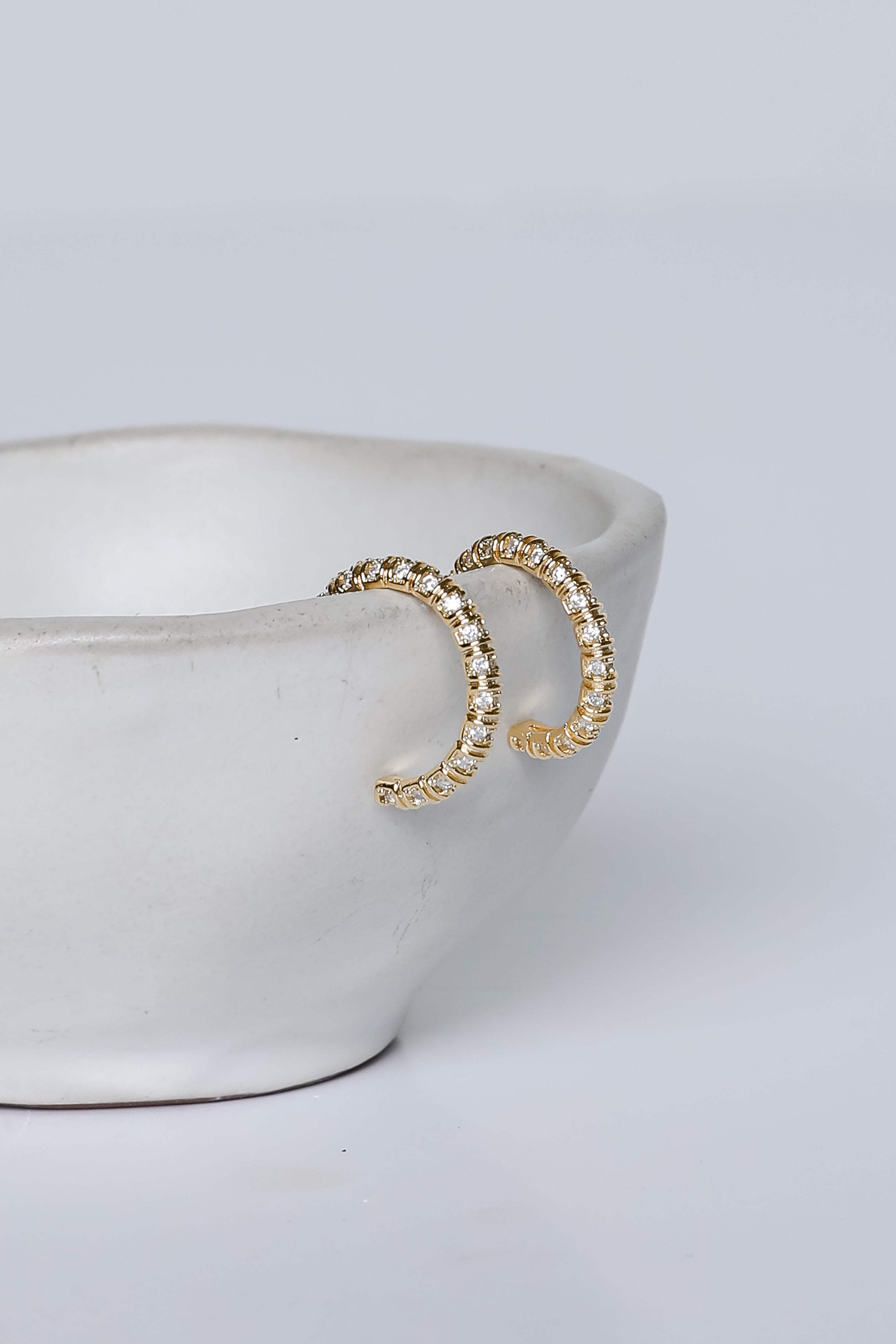 Isla Gold Rhinestone Mini Hoop Earrings