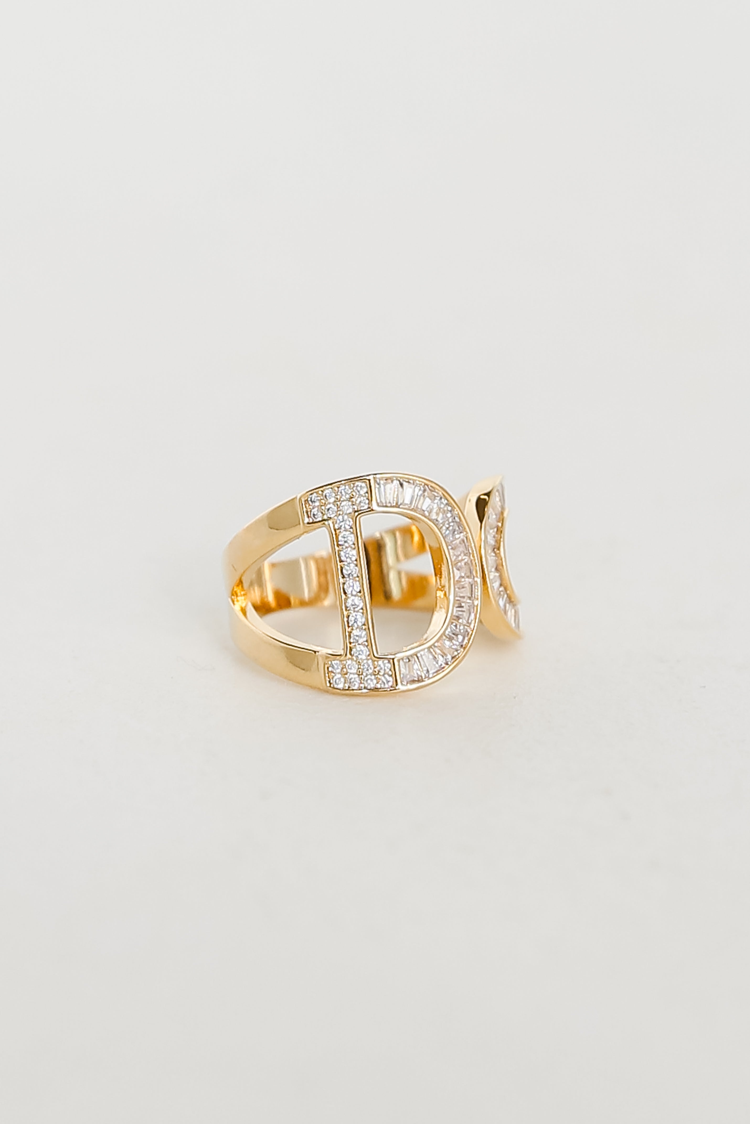 trendy Gold Rhinestone "I Do" Ring