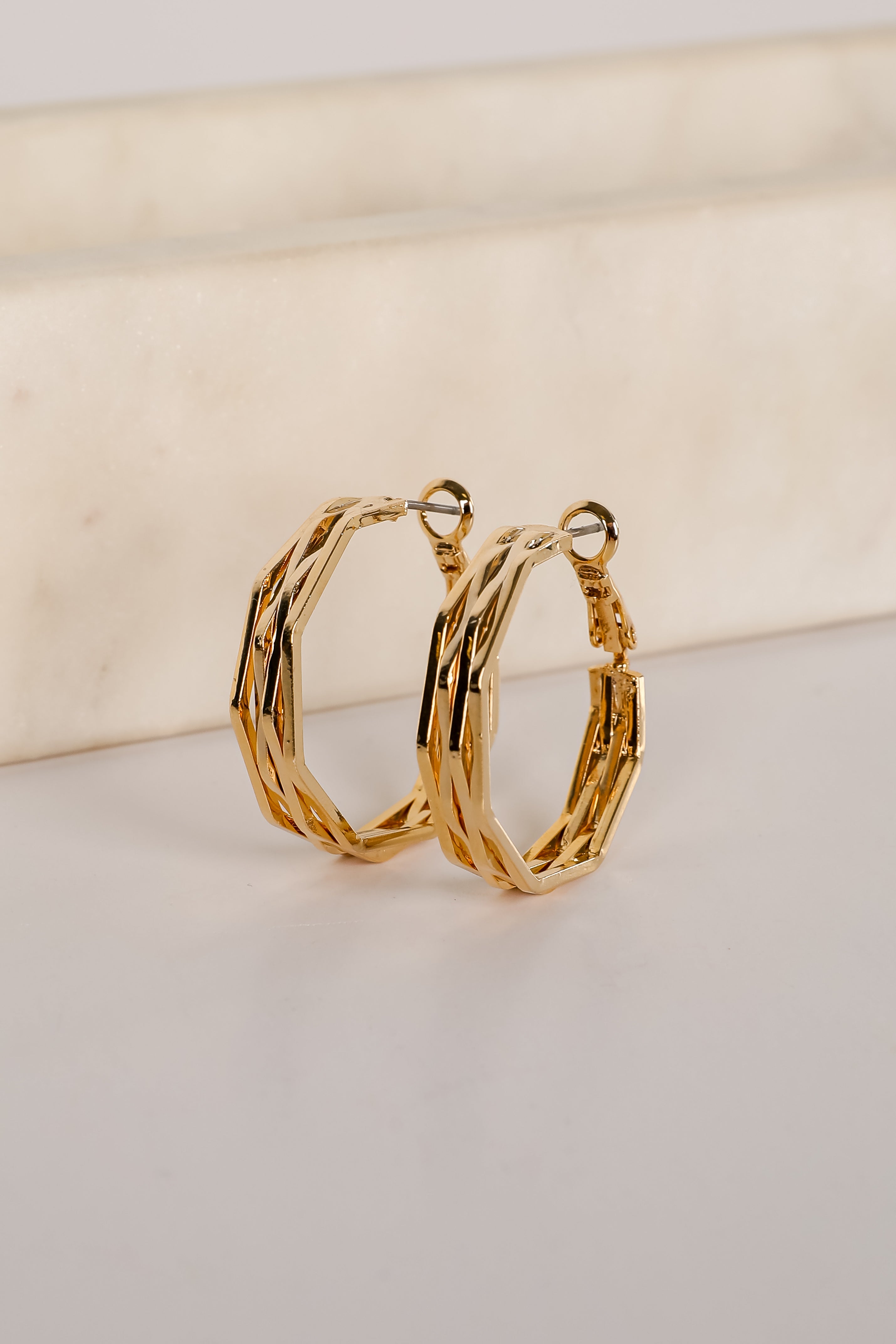 Lisa Gold Textured Hoop Earrings