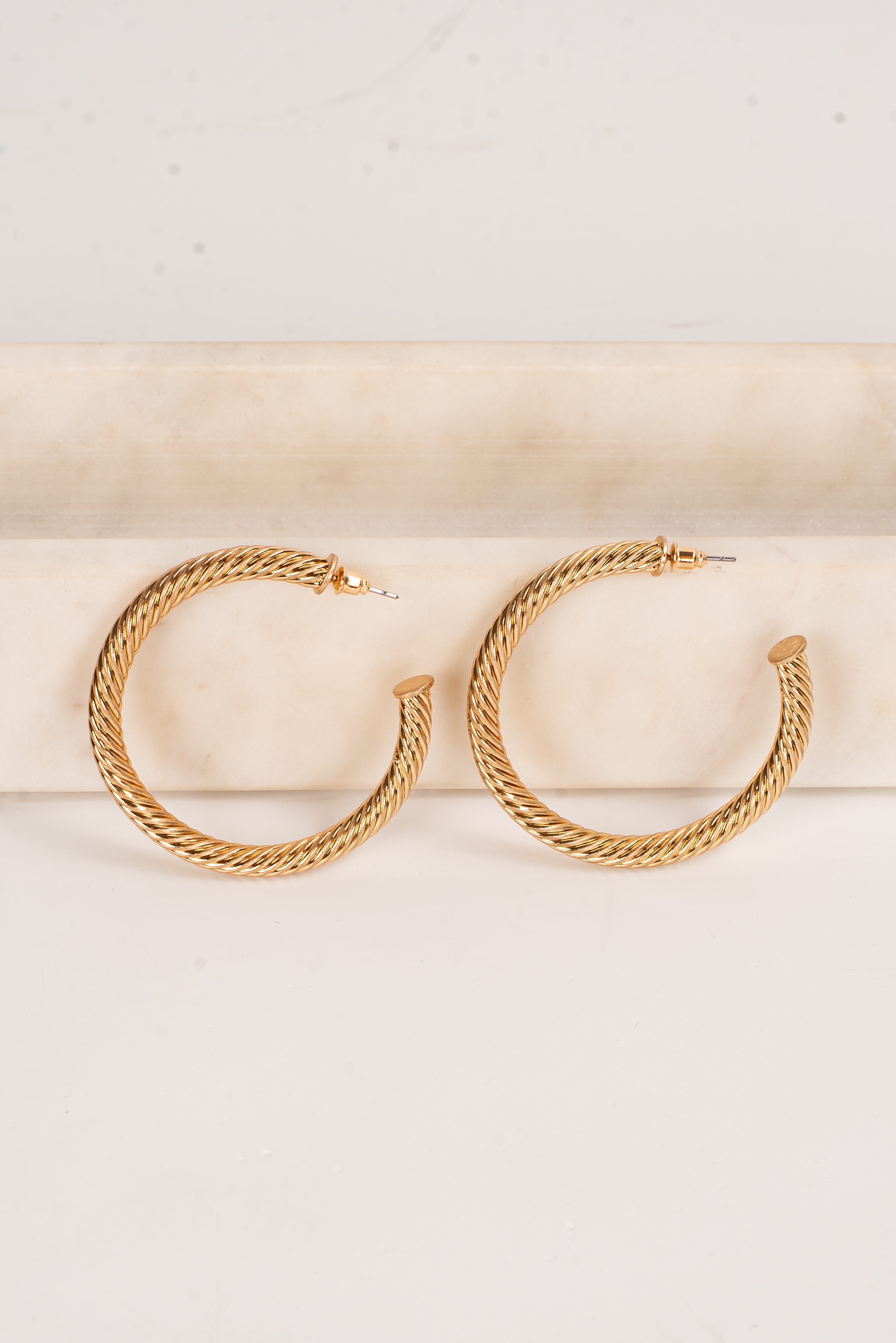 Selena Gold Textured Hoop Earrings