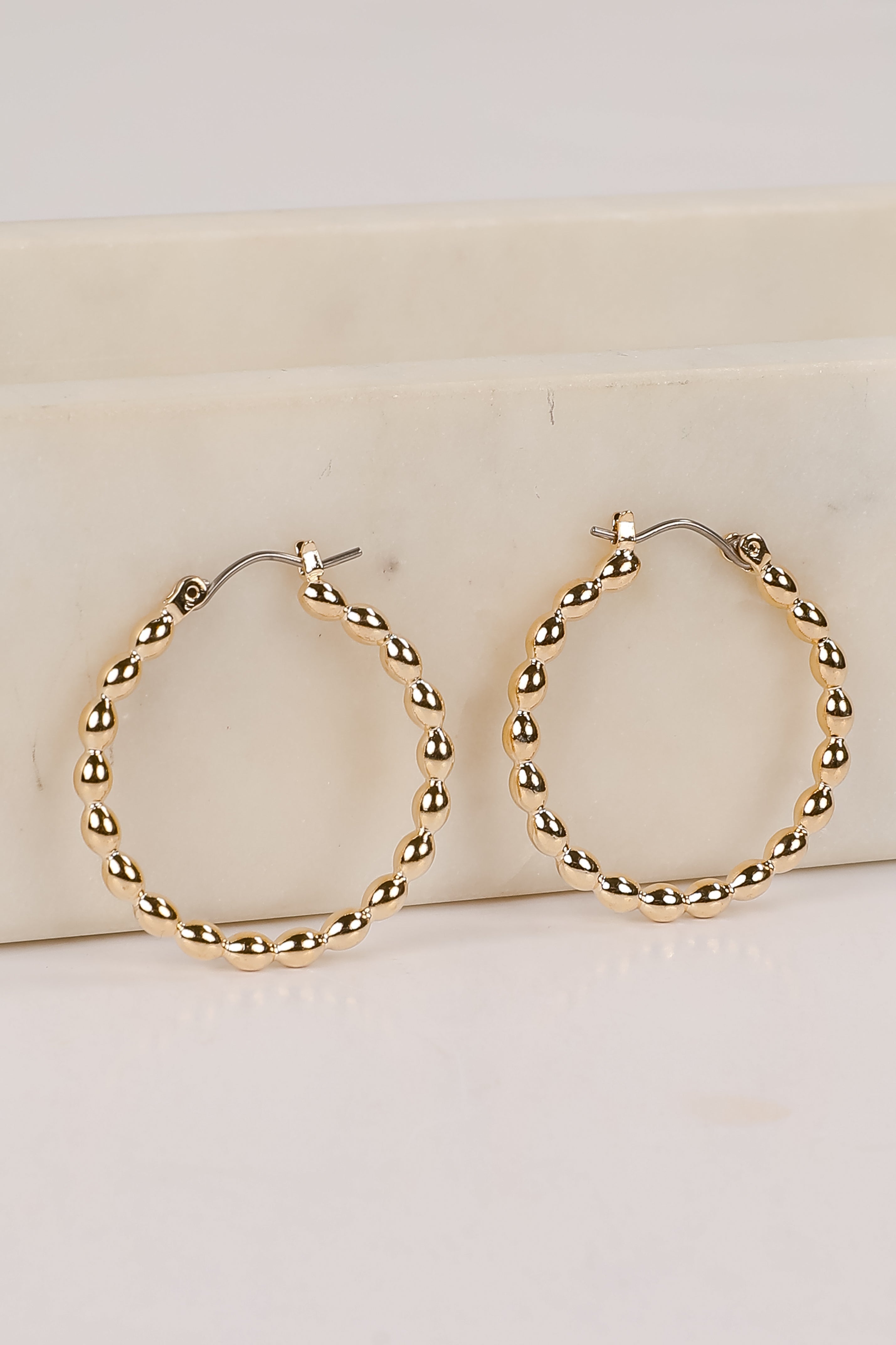 Ava Gold Textured Hoop Earrings