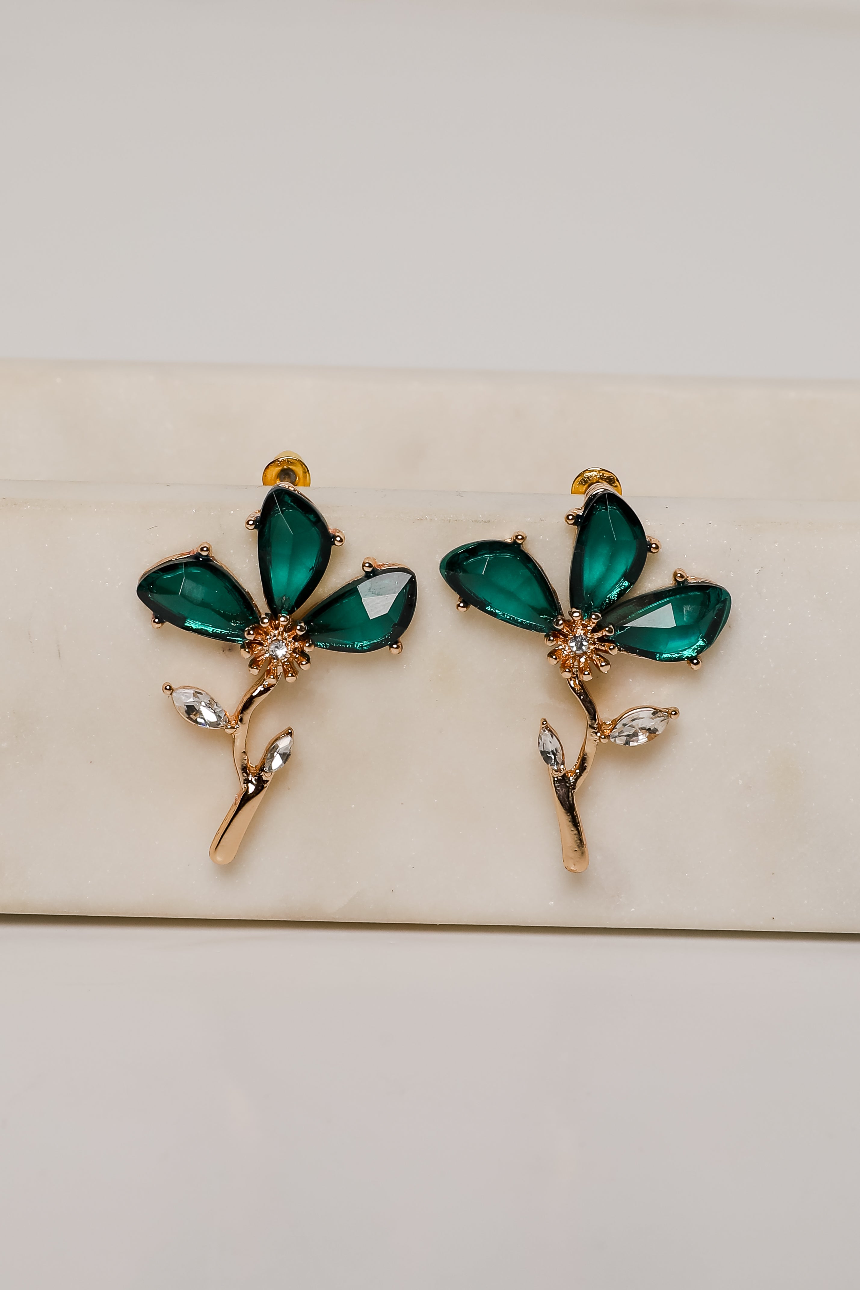 Carmen Green Gemstone Flower Earrings