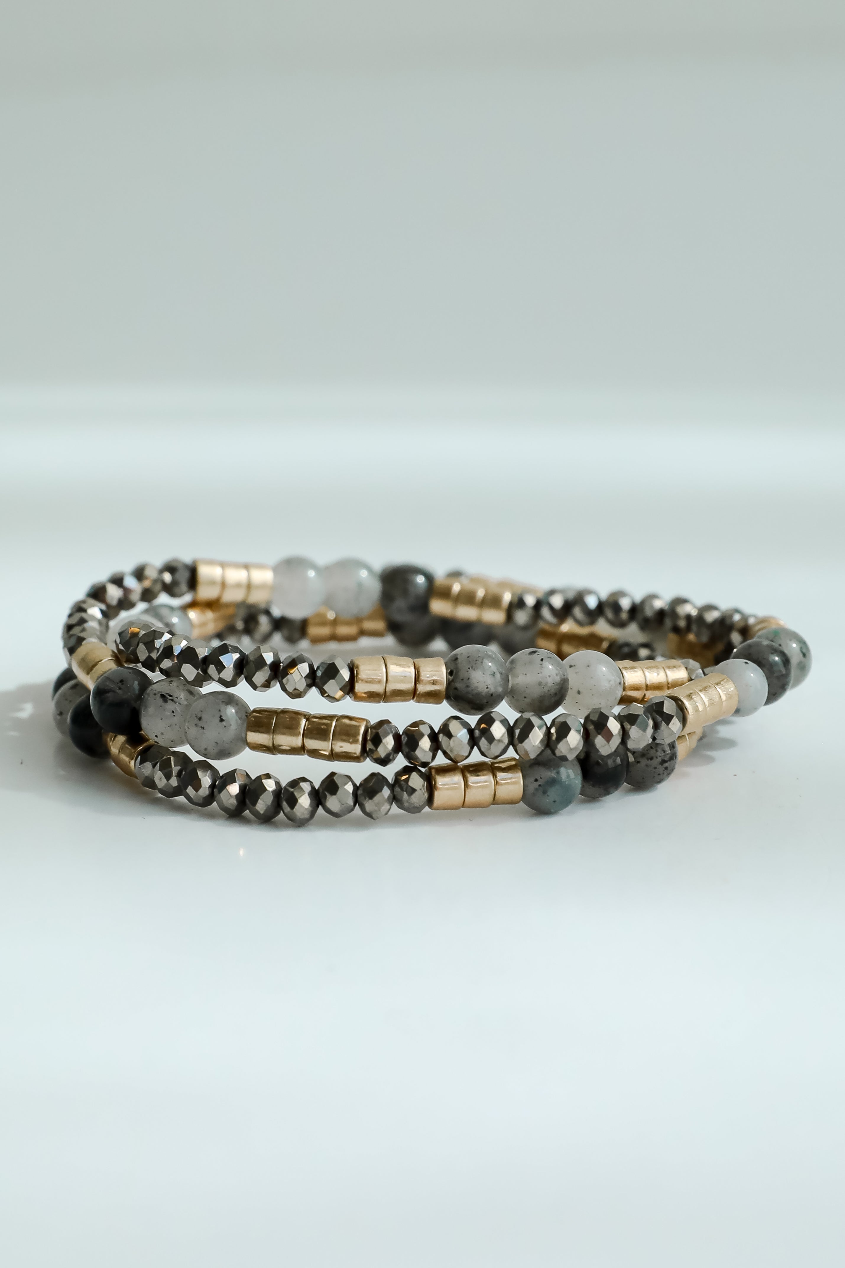 Andrea Grey Beaded Bracelet Set