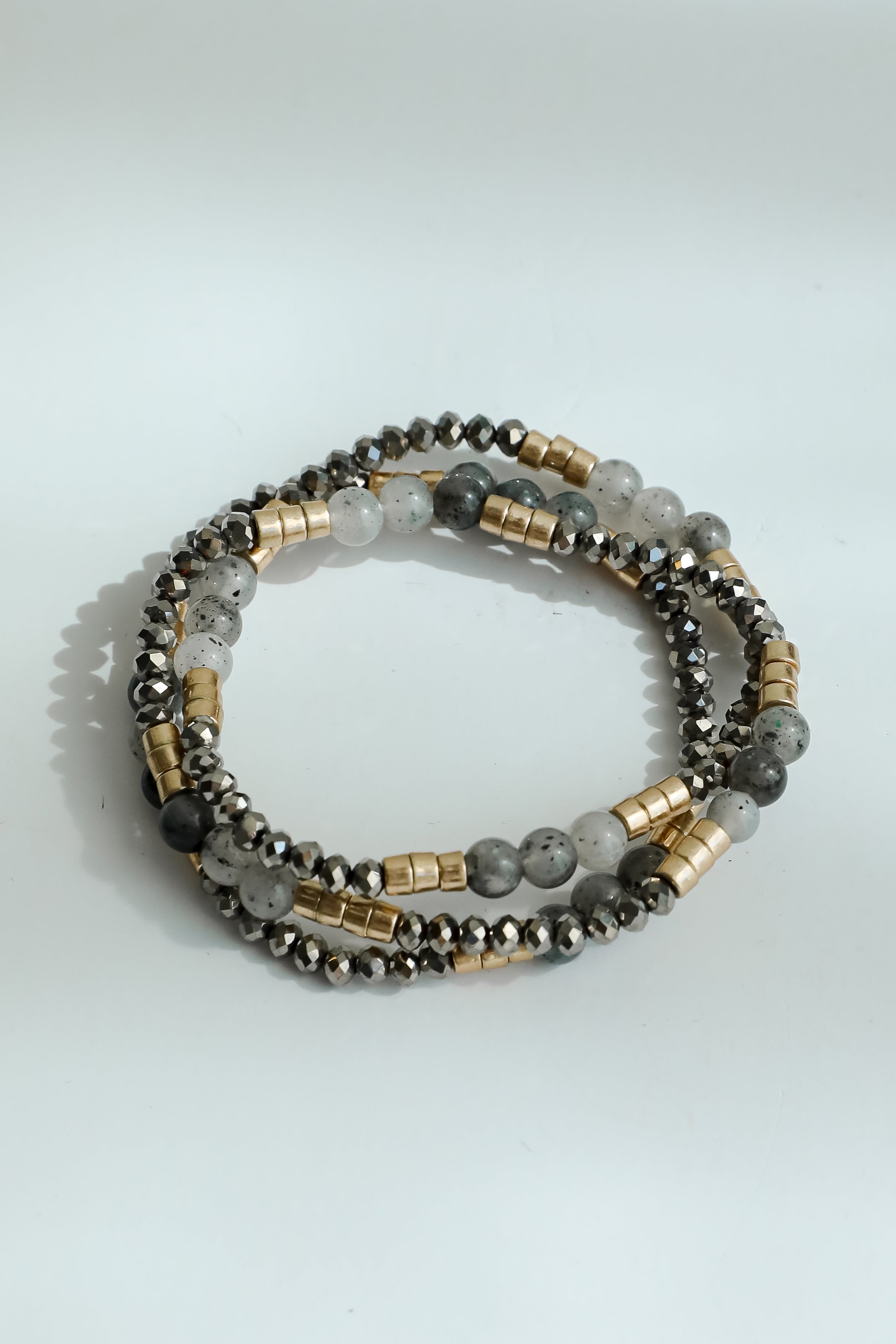 Andrea Grey Beaded Bracelet Set