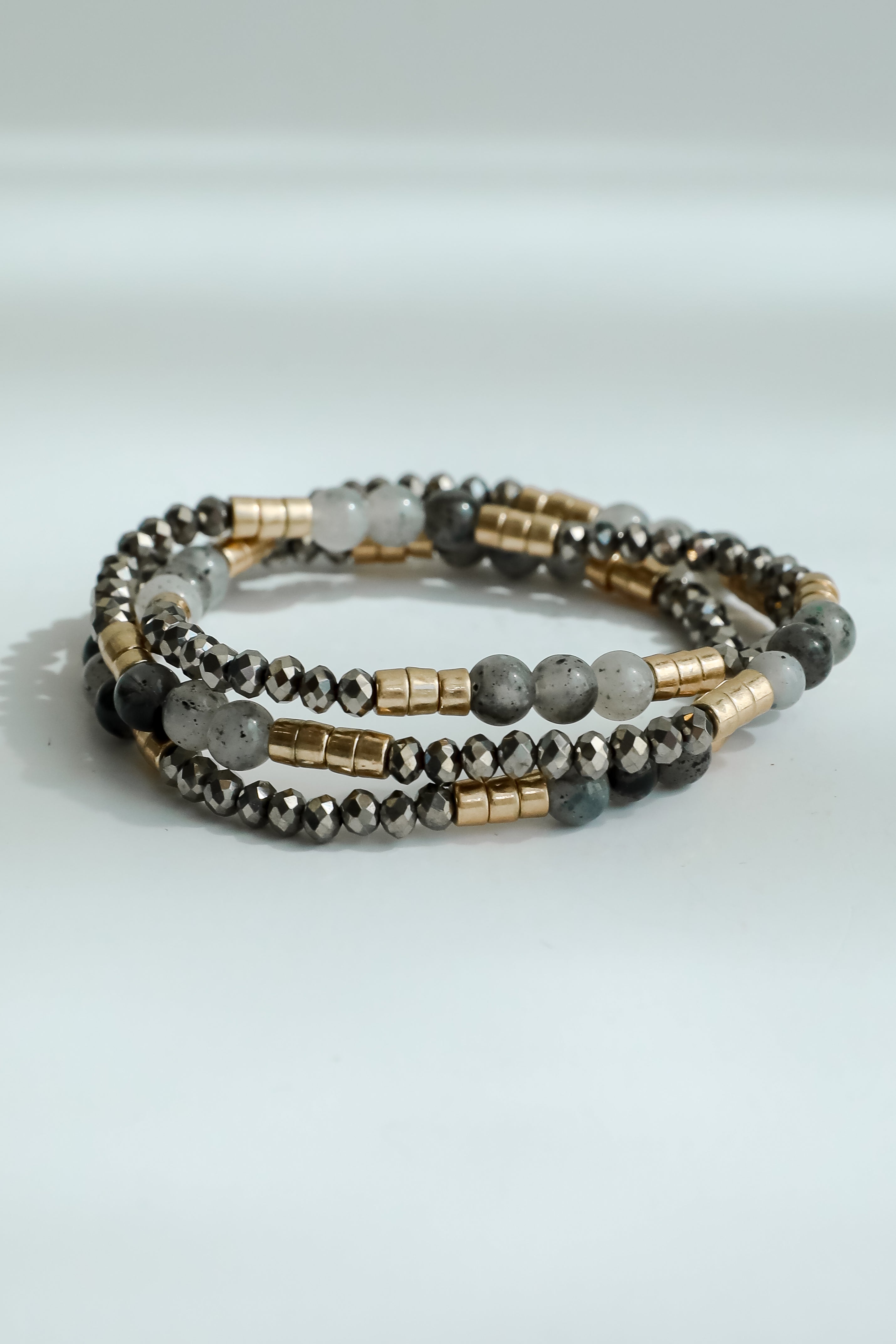 Andrea Grey Beaded Bracelet Set