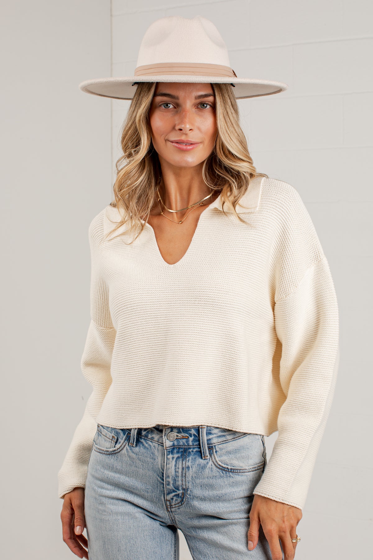 Most Requested Ivory Collared Sweater