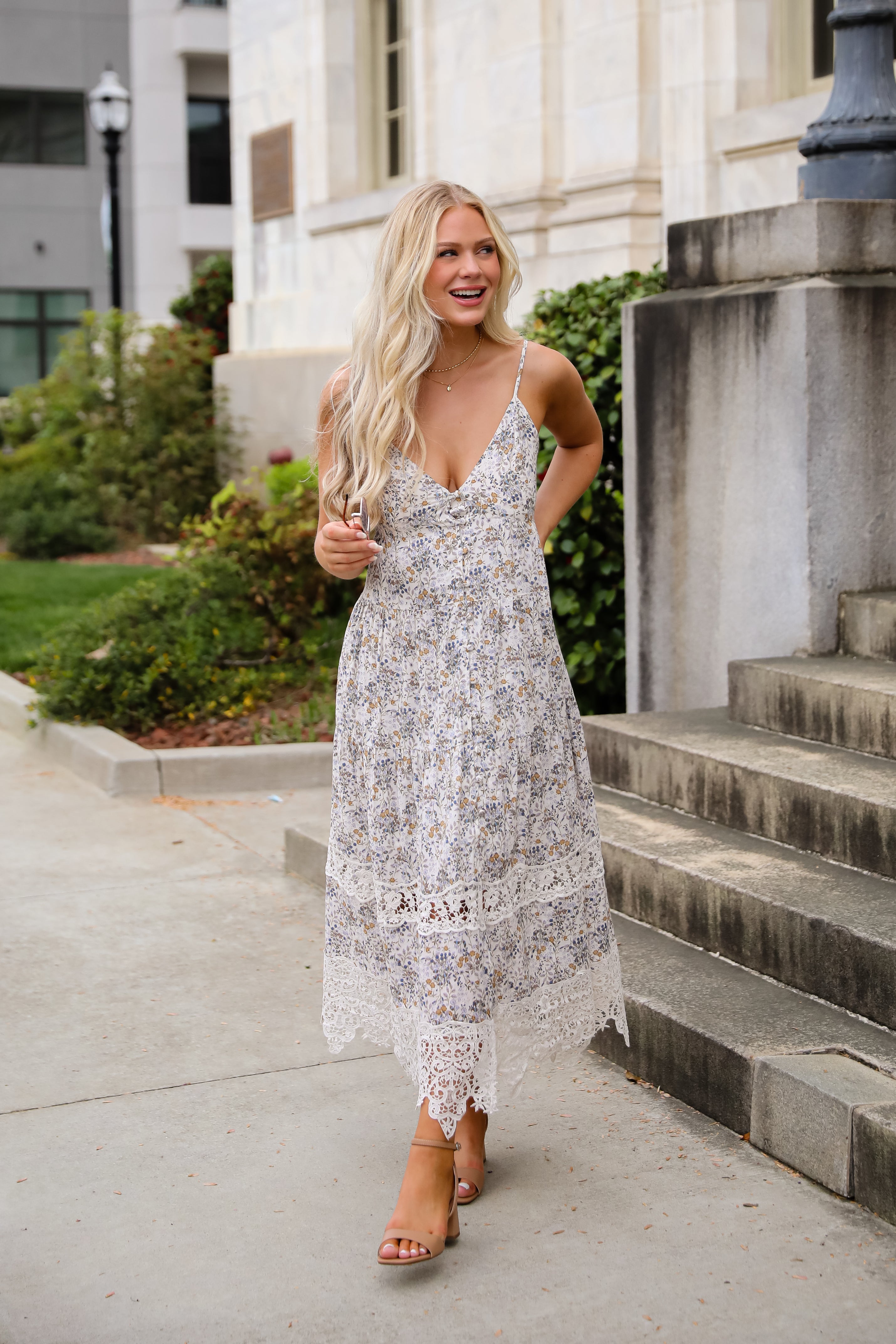 Feel The Sunshine Ivory Floral Maxi Dress